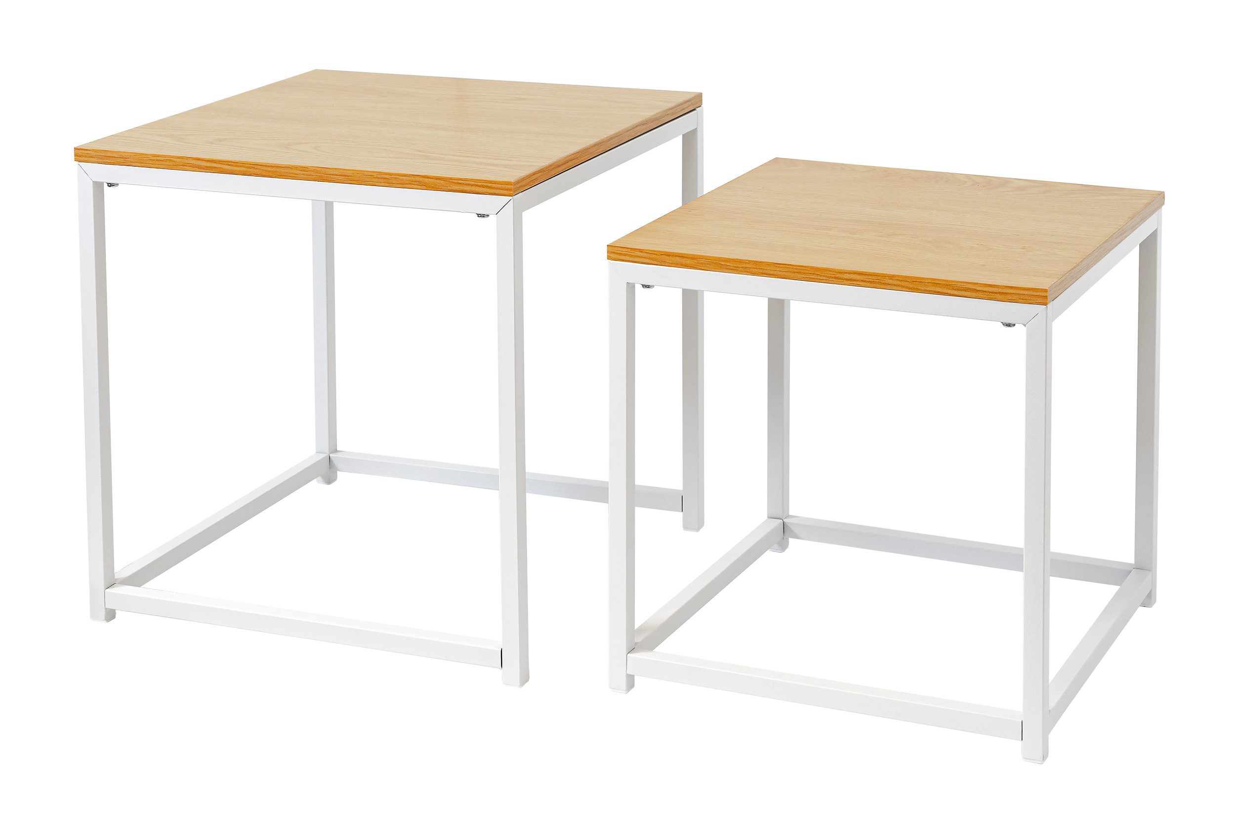 trendstabil Beistelltisch Beistelltisch 2er-Set, Satztische Holzoptik & Metall, ineinanderschiebbar, Industrial-Design, robustes Metallgestell
