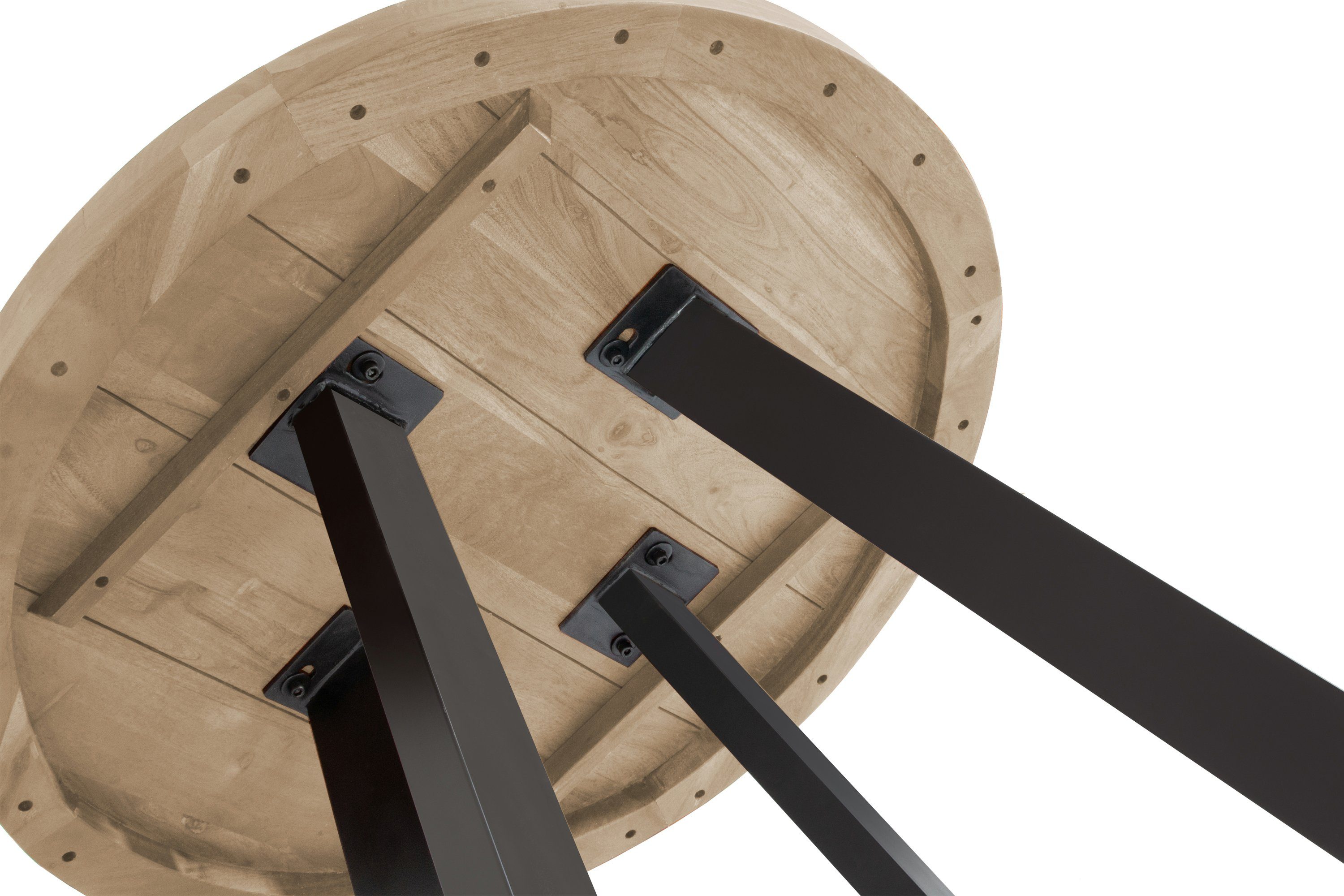 SAM® Esstisch Samira, Akazienholz, | runde aus Metall schwarz natur 4-Fußgestell Tischplatte
