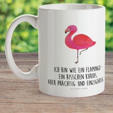 Mr. & Mrs. Panda Kinderbecher Flamingo Classic - Weiß - Geschenk, Geschwister, glücklich, Kinderbec, Kunststoff, Kindergeschichten Motive