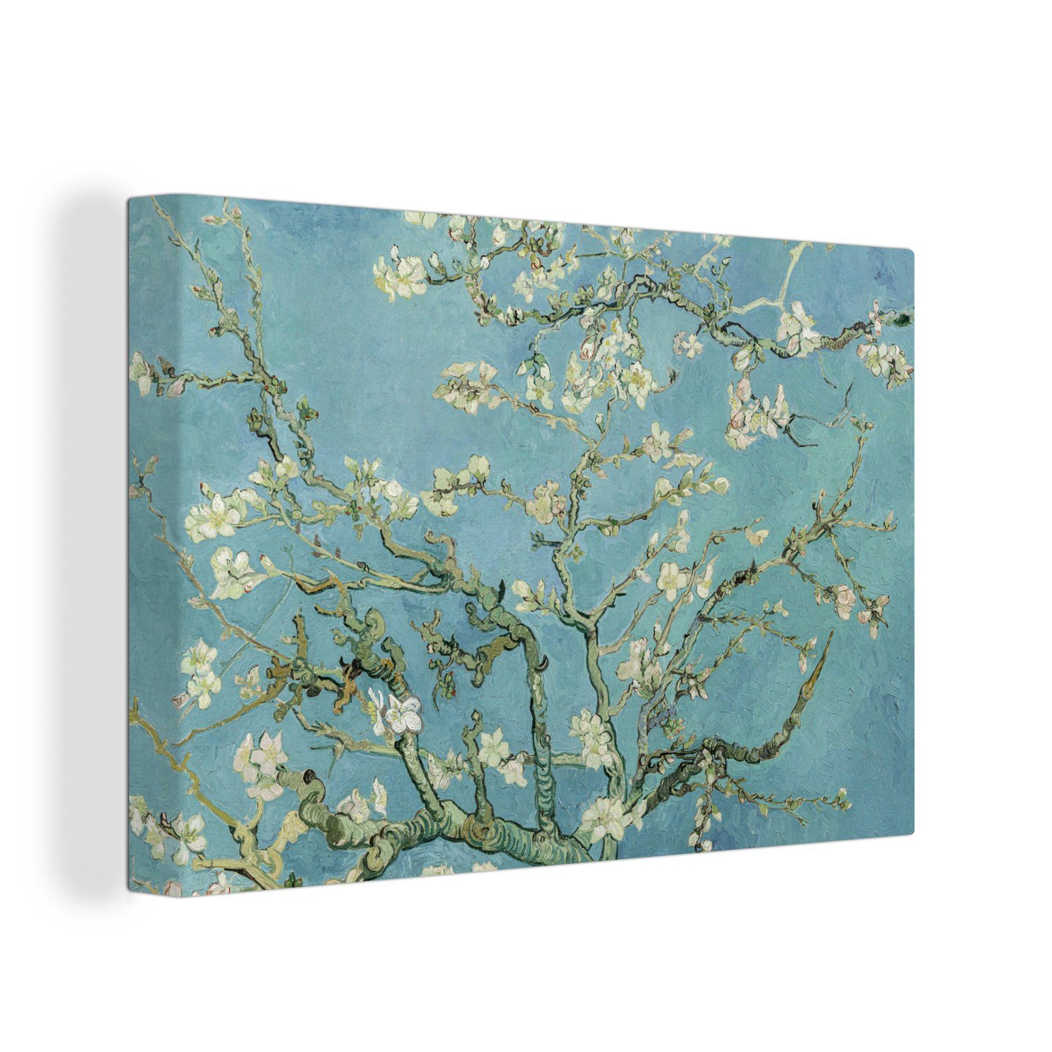 OneMillionCanvasses® Leinwandbild Van Gogh - Mandelblüte - Alte Meister - Kunst - Vintage, Fotodruck (1 St), Wandbild XXL für Wohnzimmer Küche 120x80 cm