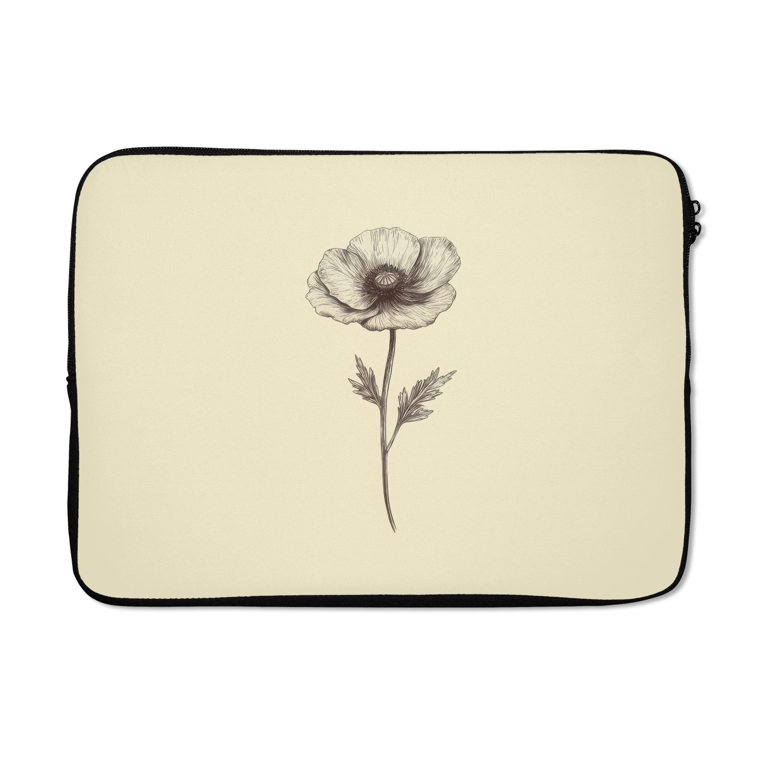 Laptop-Hülle Mohn - Illustration - Schwarz