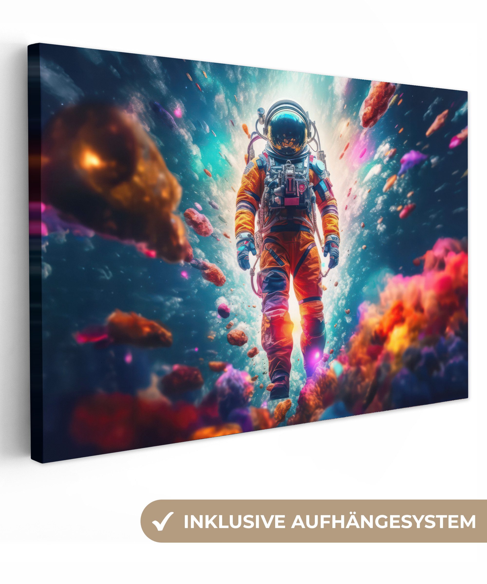 OneMillionCanvasses® Leinwandbild Astronaut - Neon - Meteorit - Neon, Fotod günstig online kaufen