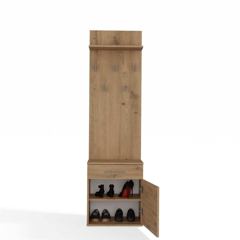 Raumhirsch Furniture Wandgarderobe Garderobenständer, Garderobe mit Schuhbank & Sitzbank (Maße 50 x 180 x 35 cm, 5 Haken), Praktischer, verschiedene Farbvarianten, pflegeleicht