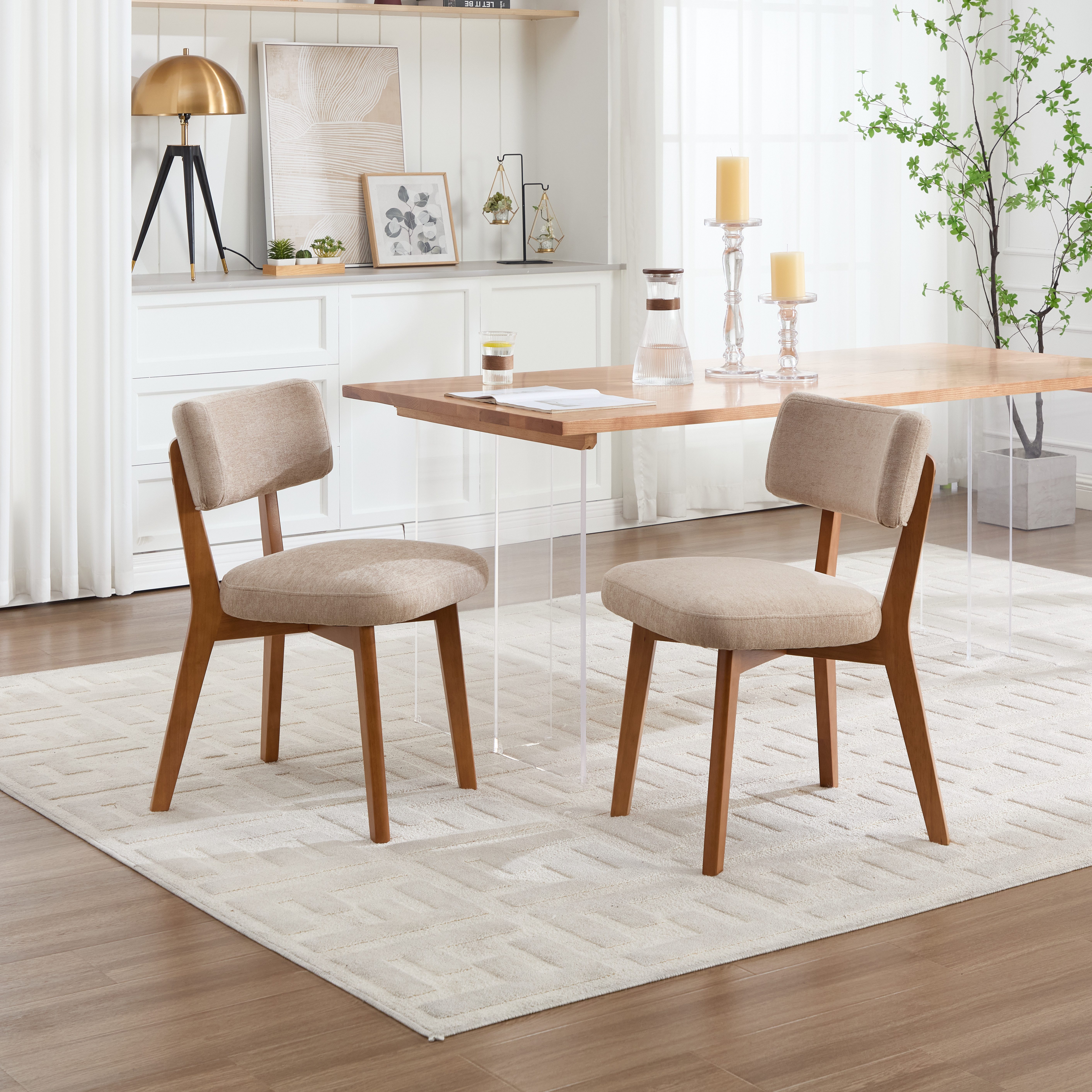 OKWISH 4-Fußstuhl Esszimmerstuhl (2er-Set mit Massivholzbeinen günstig online kaufen