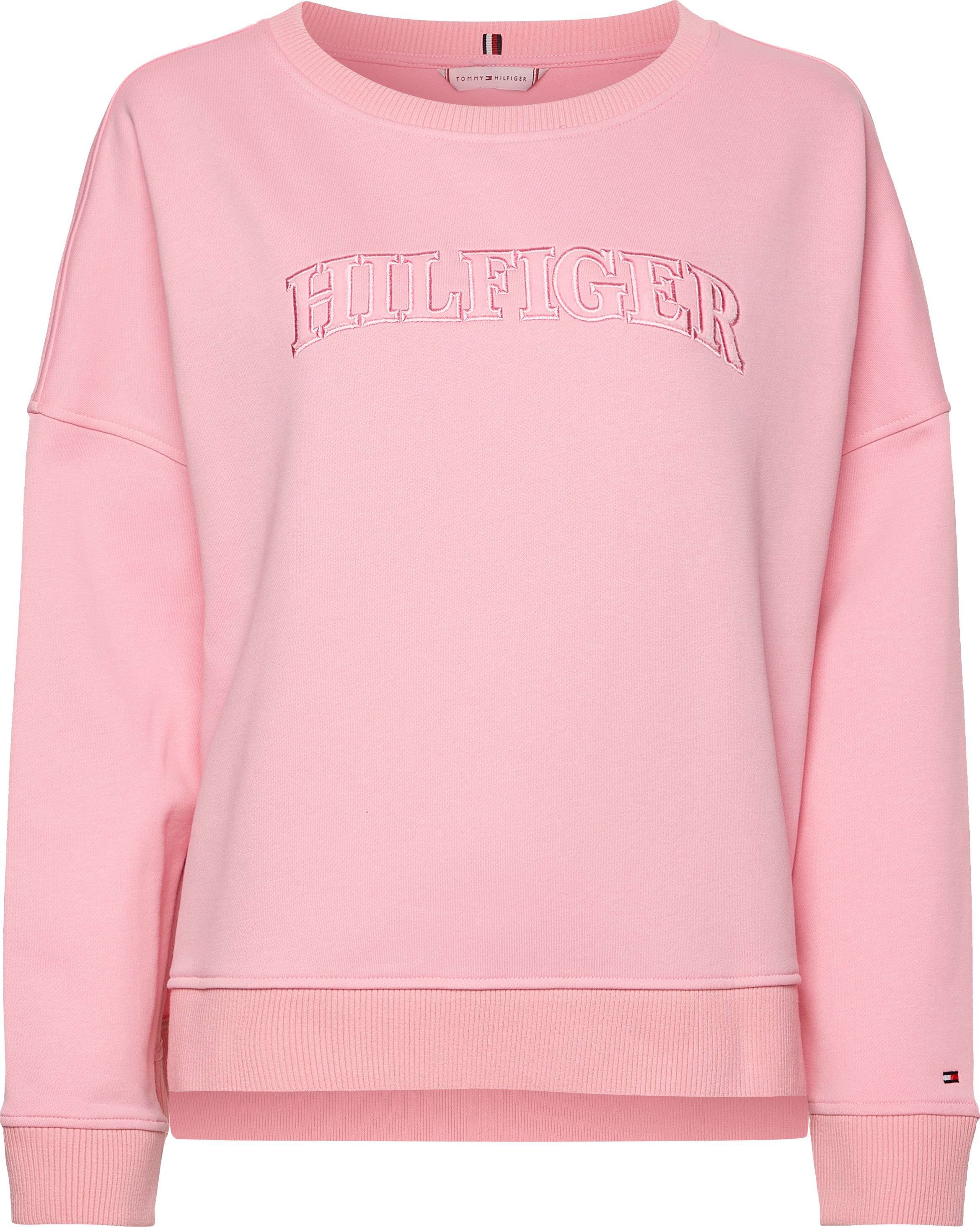 Classic-Pink Markenlabel RLX Hilfiger mit TONAL HILFIGER Sweatshirt Tommy SWTSHIRT O-NK Hilfiger Tommy