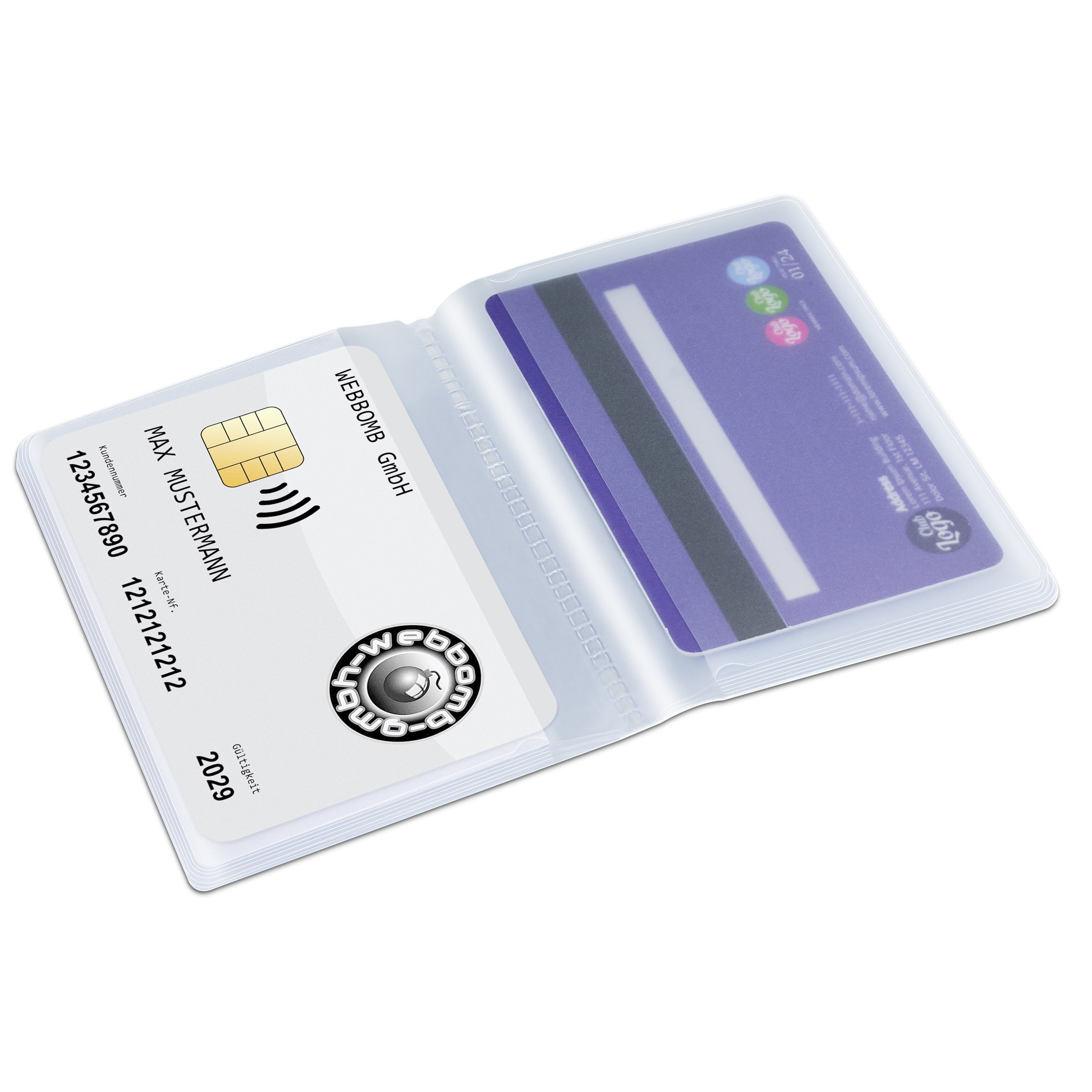 WEBBOMB Kartenetui Kartenhalter Etui Brieftaschen Einsatz 2x10fach transparent 10fach Wallet