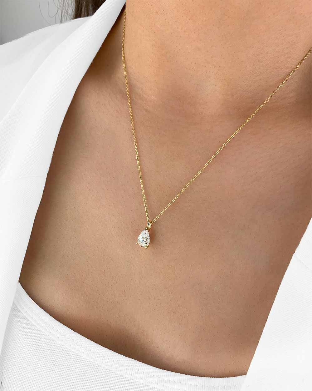 DANIEL CLIFFORD Kette mit Anhänger 'Aurelia' Damen Halskette Silber 925, 14k vergoldet Solitär Anhänger (inkl. Verpackung), vergoldete Silberkette mit tropfenfö – Bild 4 von 5