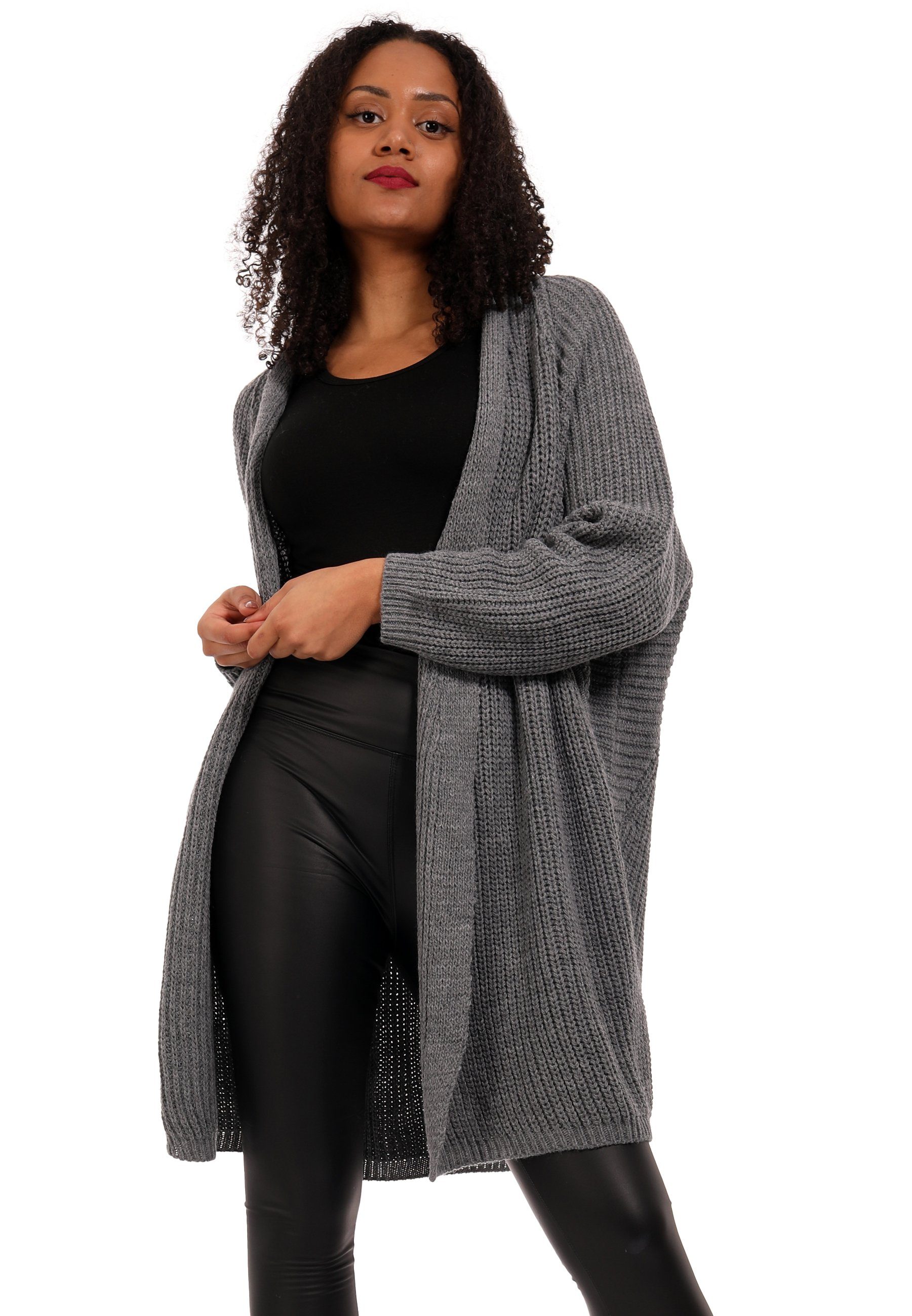 YC Fashion & Style Cardigan Grobstrick-Cardigan im Oversize-Look – One Size (36–52) (1-tlg) in Unifarbe