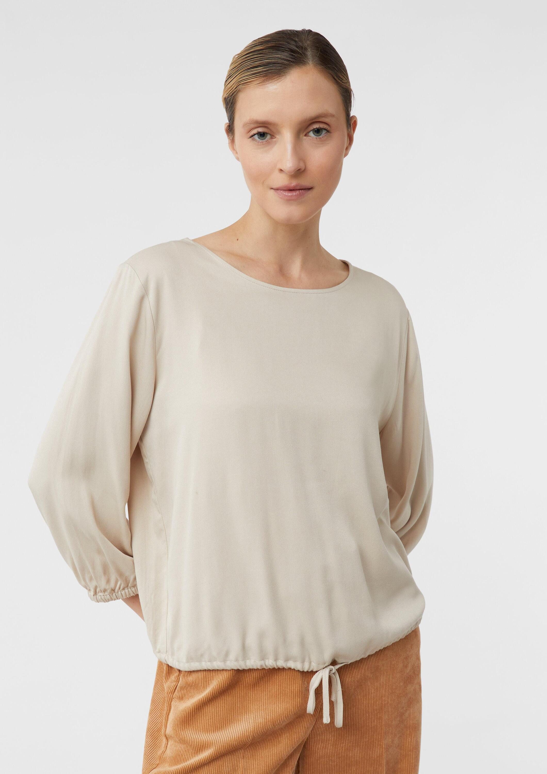 comma Kurzarmbluse Bluse Viskosebluse mit Tunnelzug am Bund günstig online kaufen