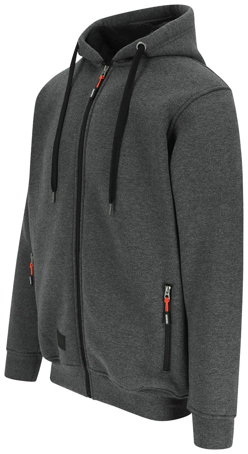 Reißverschluβ, Kapuze, angenehm langem grau Sweater Herock Mit und warm HEROCK®-Aufdruck, OTIS
