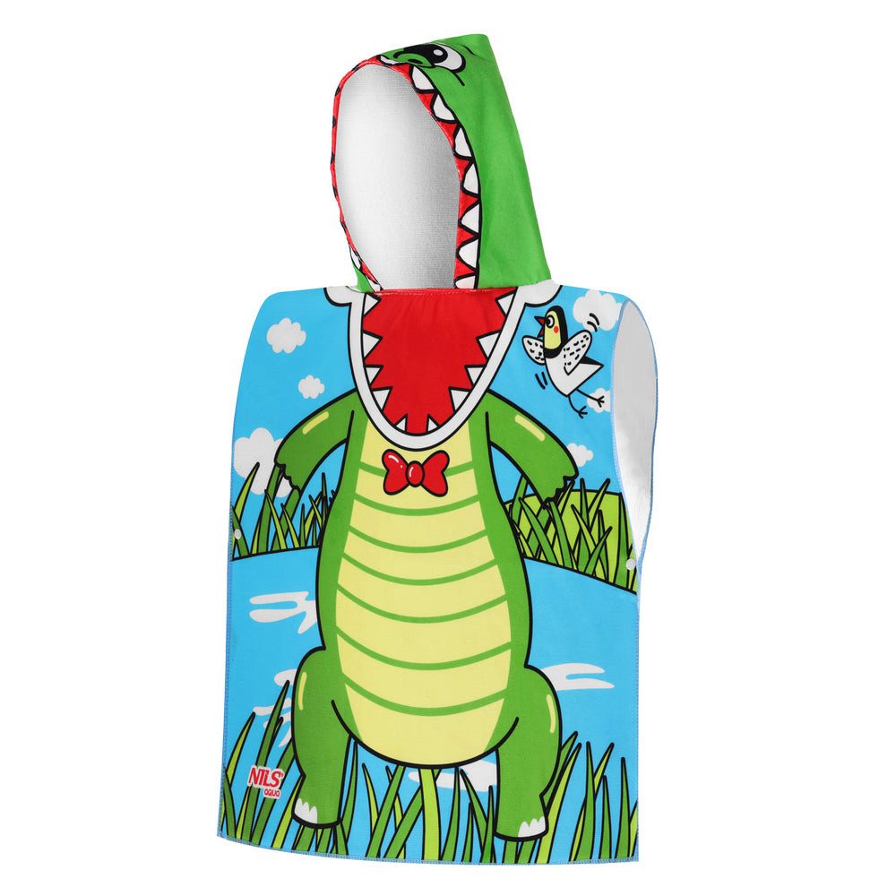 NILS AQUA Kapuzenhandtuch Kinderhandtuch Krokodil-Poncho, Mikrofaser (Spar-Set, 1-St), weich, sanft und ideal für empfindliche Kinderhaut