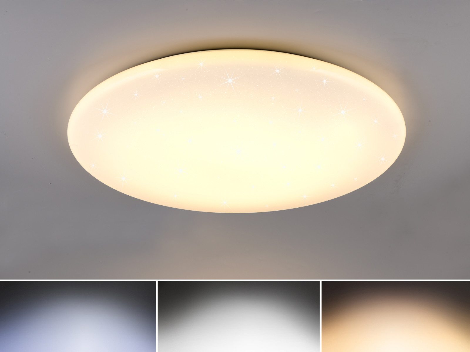 TRIO Leuchten LED Deckenleuchte leuchtstark mit 8.500 Lumen Ø 79cm, Dimmfunktion Nachtlichtfunktion, LED fest integriert, per Fernbedienung dimmbar, Warmweiß, Neutralweiß, Große Sternenhimmel-Lampe, Lichttemperatur einstellbar
