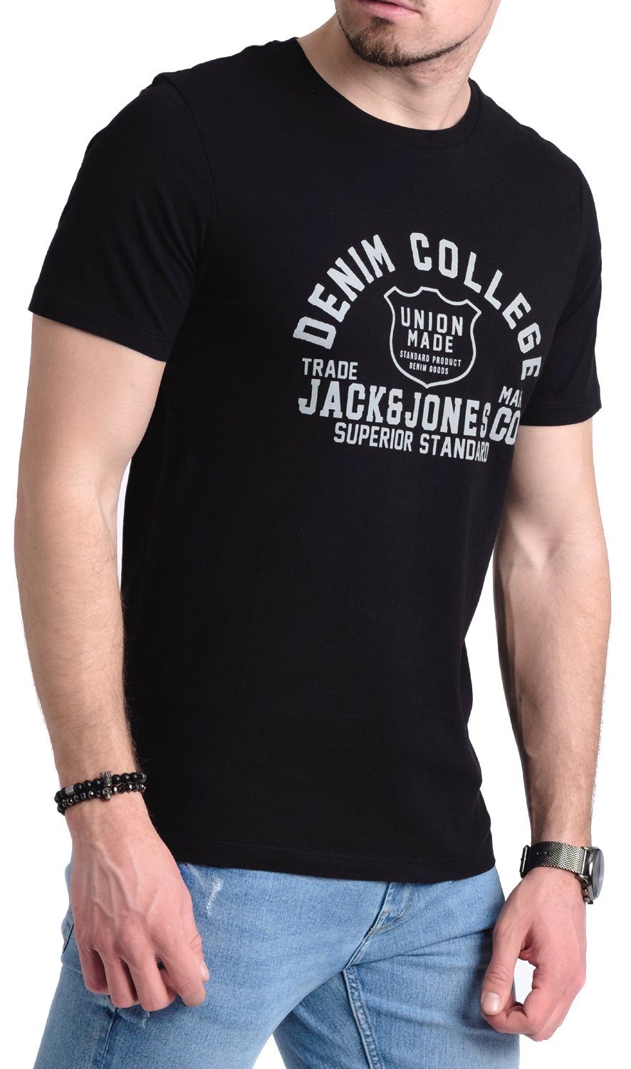 Jack & Jones T-Shirt mit aus Aufdruck 4 Print-Shirt Baumwolle OPT