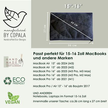 BY COPALA Laptop-Hülle Laptop Hülle 15" - 16" Zoll aus recycelten Blättern, Ideal für Macbook Pro / Macbook Air 15" -16"