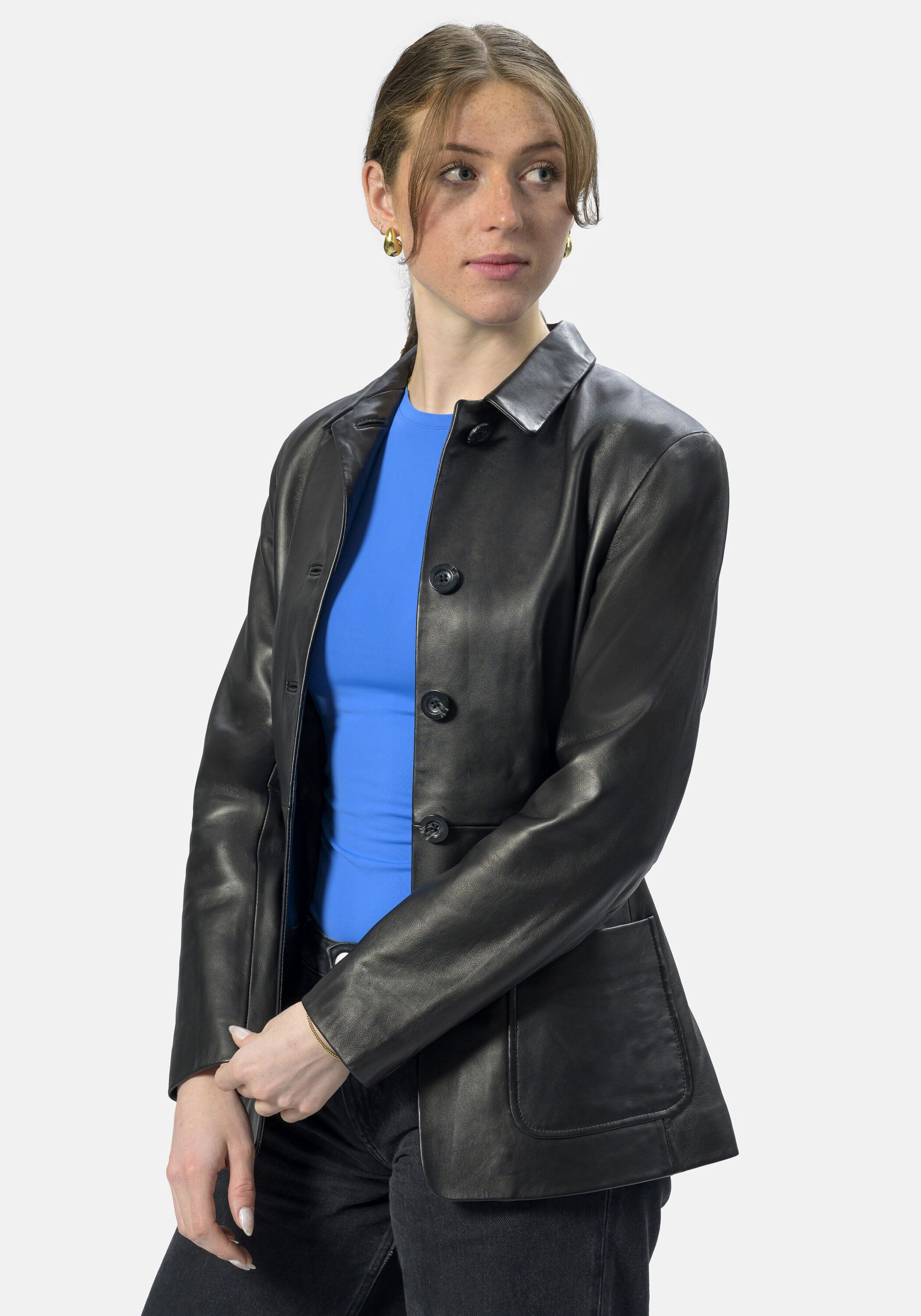 18N62 18N62 Lederjacke NEGELIA (1-St) leicht tailliert