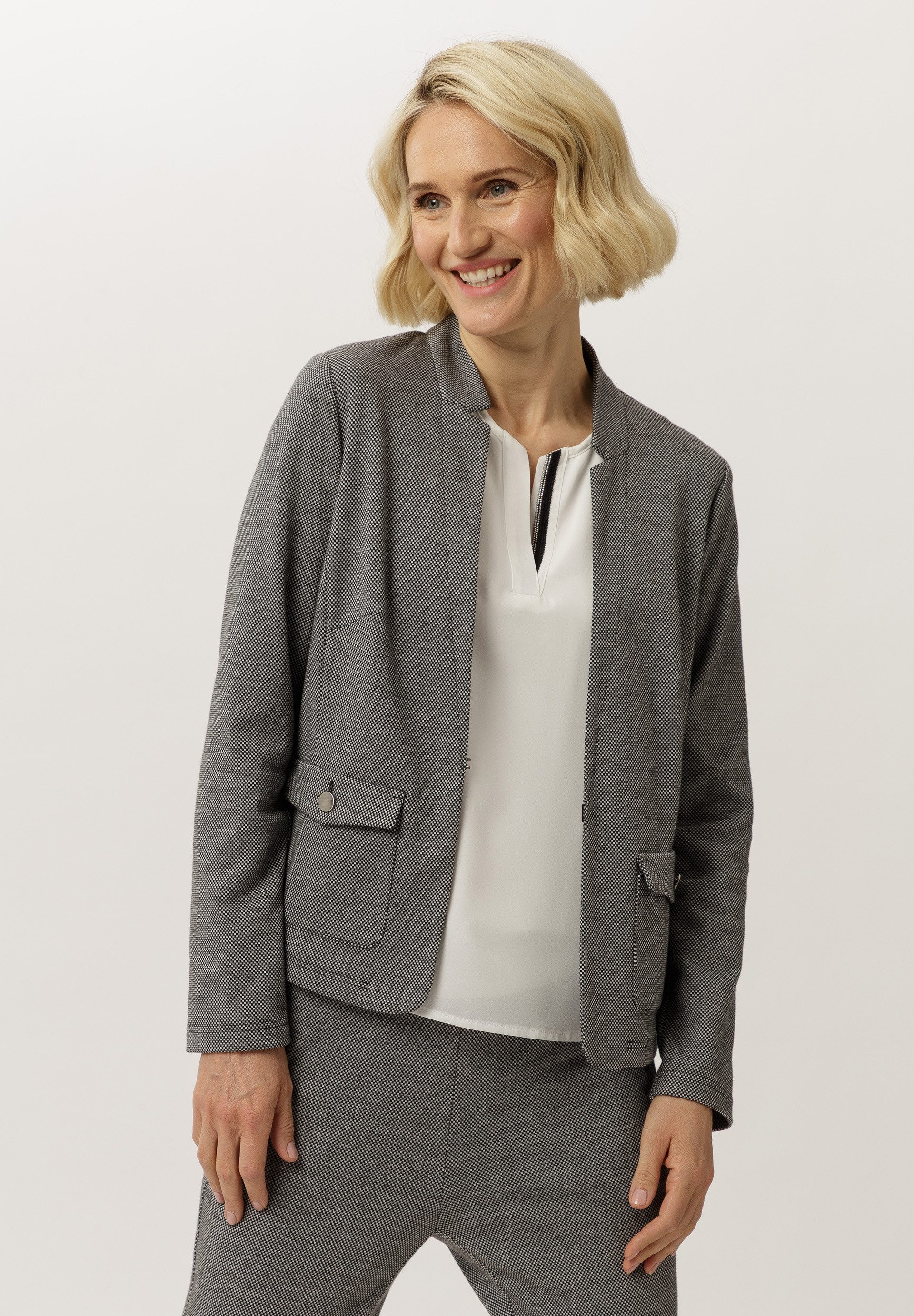 Jackenblazer mit offener Front und Verschlusshaken