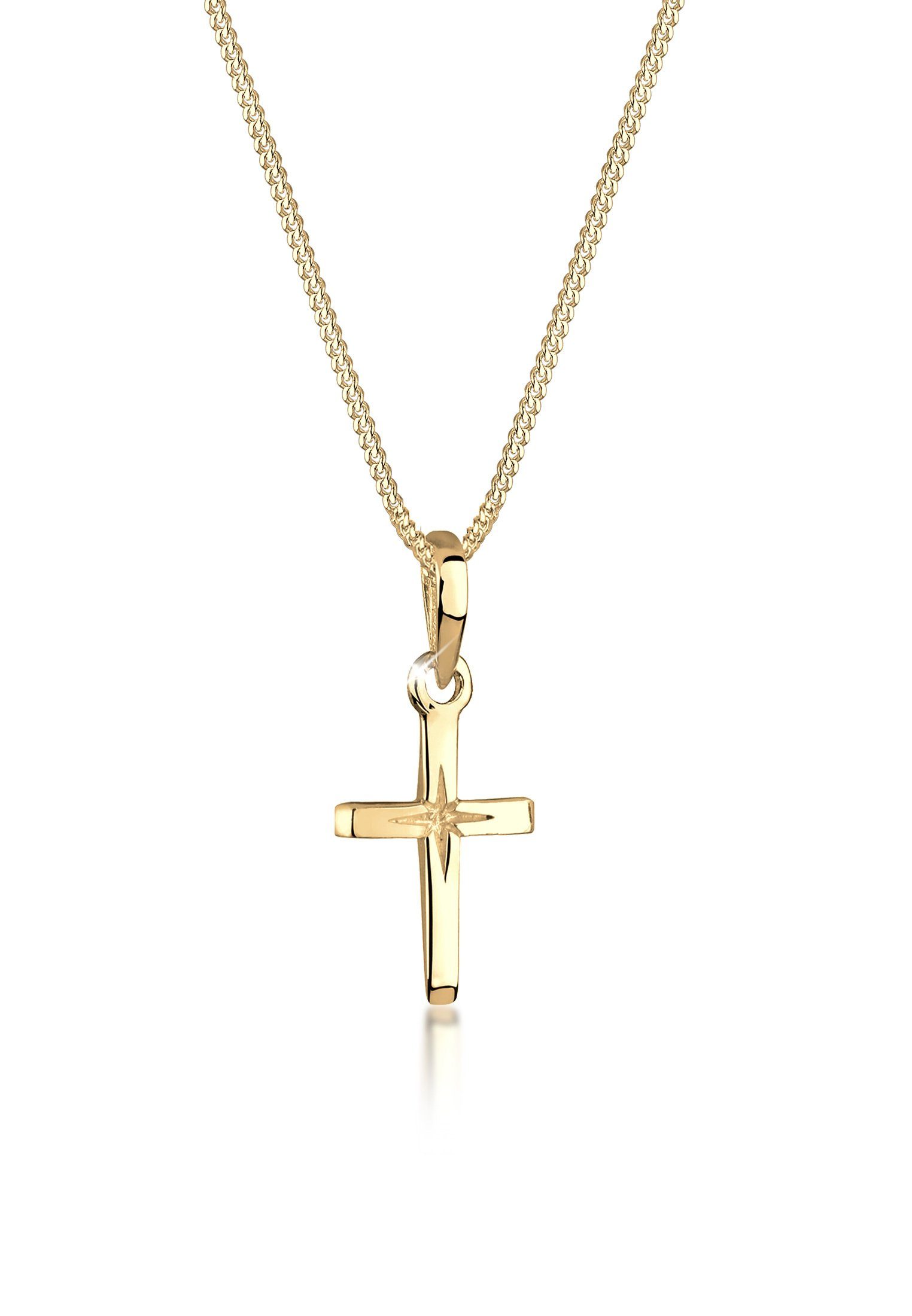 Elli Kette mit Anhänger Kreuz Religion Stern Details 925 Silber, Kreuz günstig online kaufen
