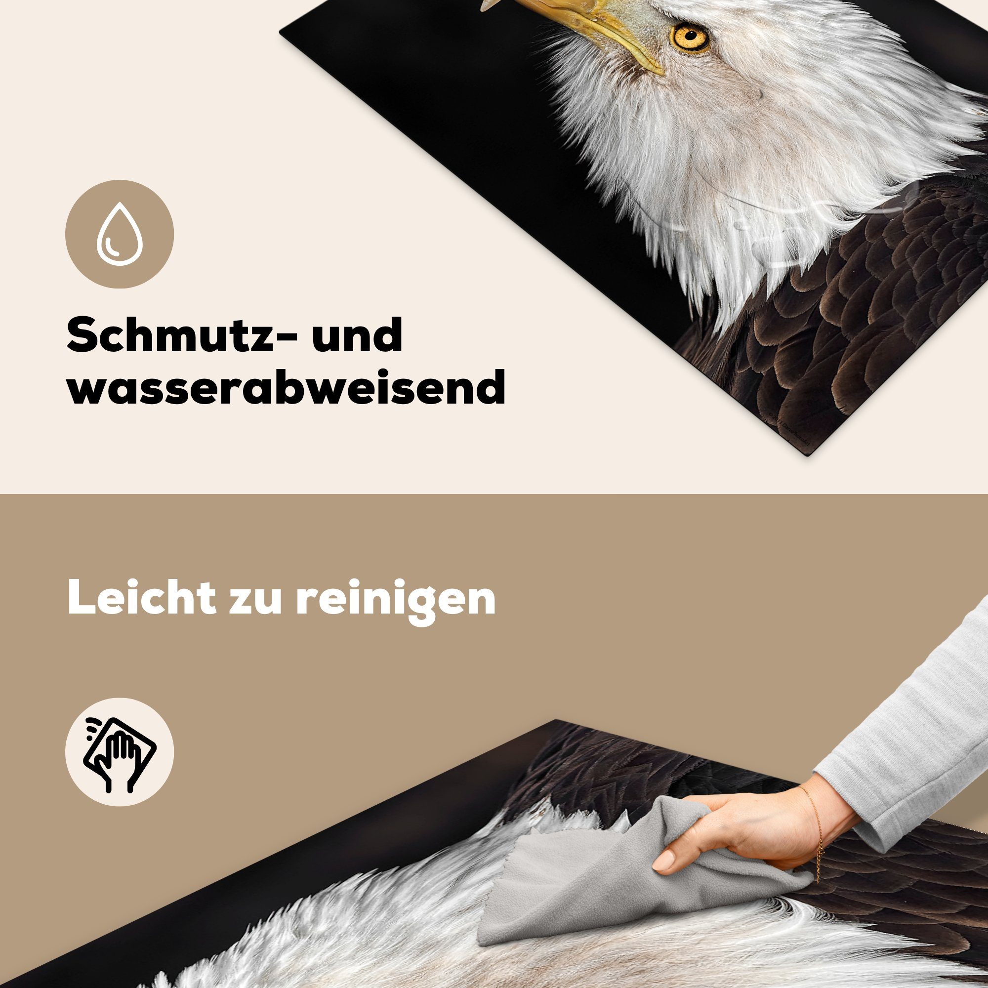 cm, Augen, Vogel - küche, die tlg), Vinyl, Ceranfeldabdeckung für Herdblende-/Abdeckplatte (1 81x52 MuchoWow Adler Induktionskochfeld Schutz Schnabel - -