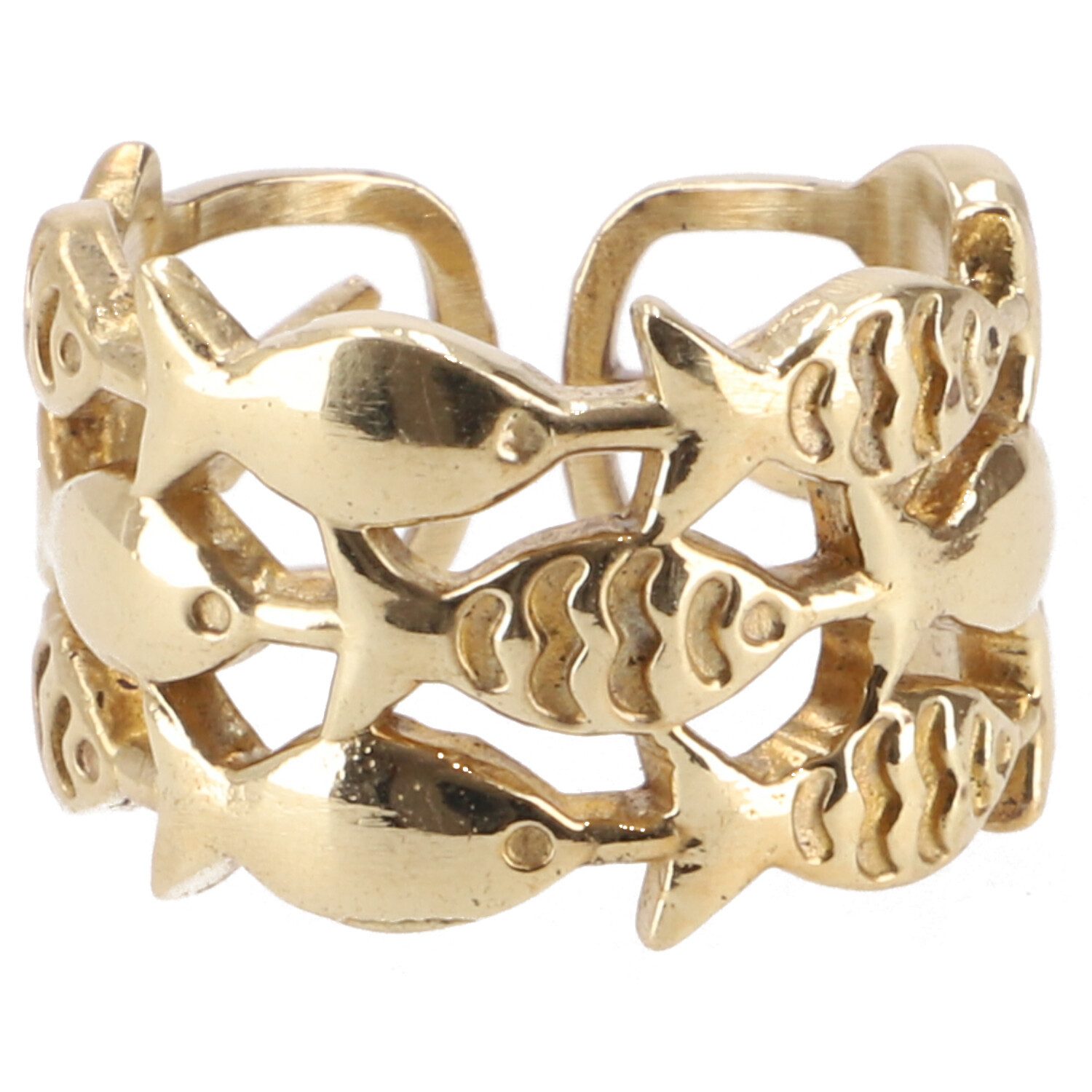 Guru-Shop Fingerring Breiter Messing Modeschmuck Ring mit Fischen -.. günstig online kaufen