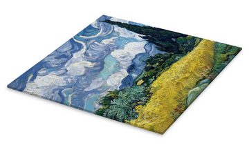 Posterlounge Acrylglasbild Vincent van Gogh, Weizenfeld mit Zypressen, Wohnzimmer Mediterran Malerei