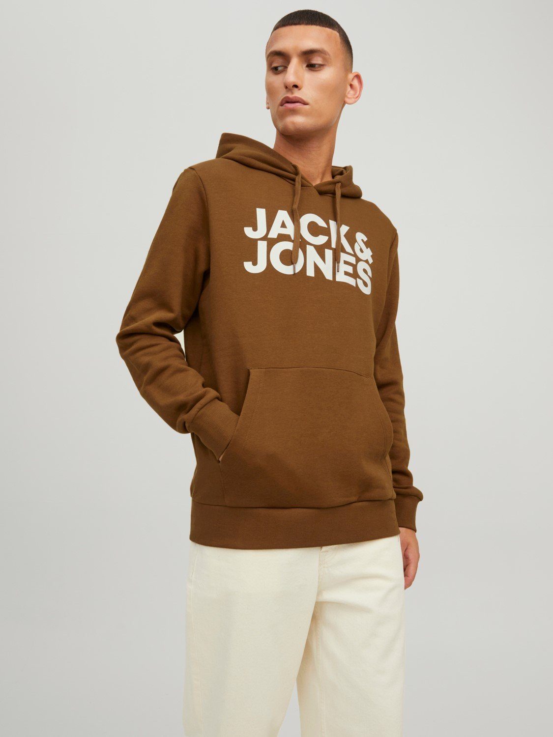 Jack & Jones Hoodie »Jack & Jones Herren Corp Logo Sweat Hood Basic Kapuzen  Sweatshirt« (1-tlg) 3478 in Braun online kaufen | OTTO