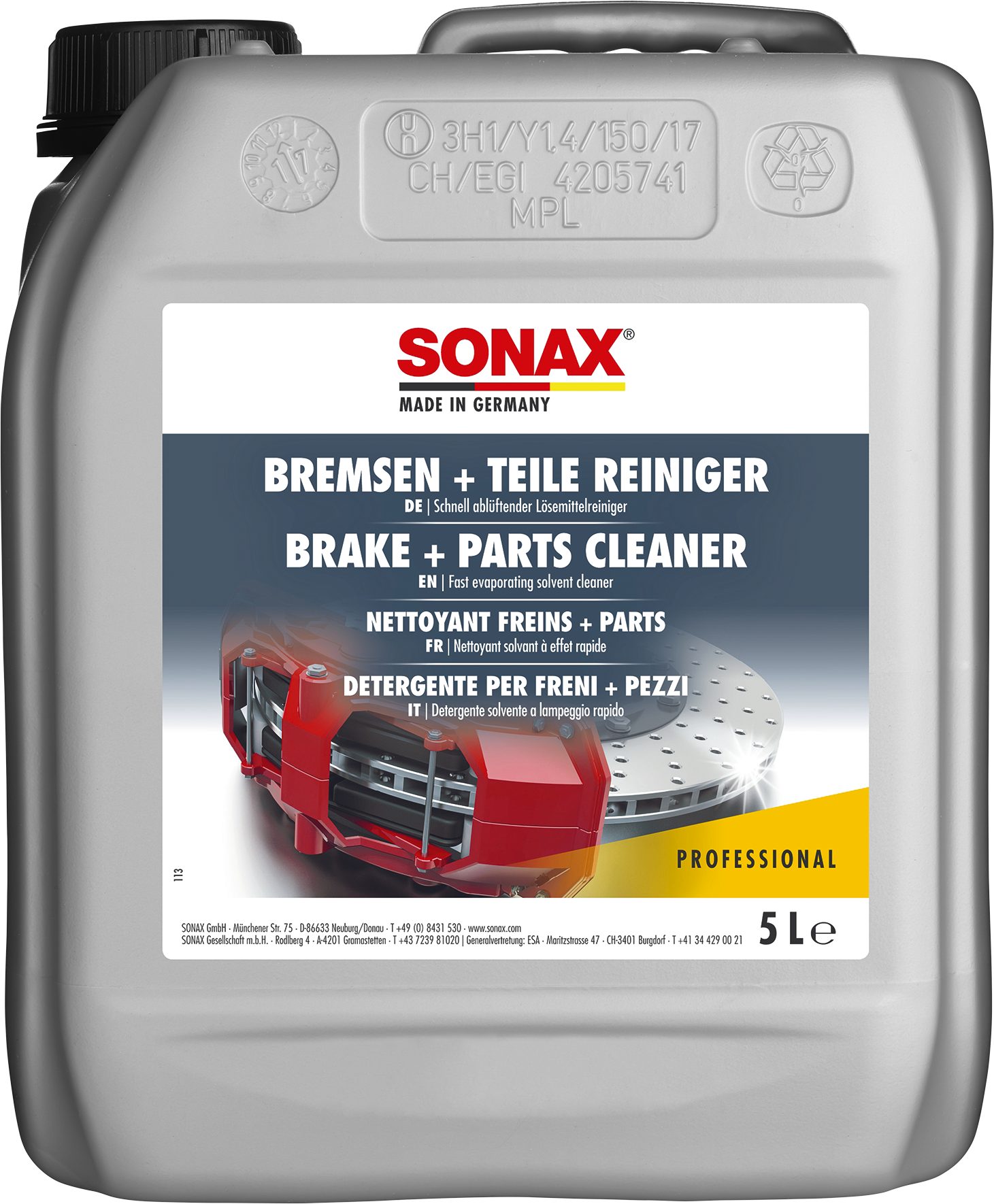 Sonax SONAX PROFESSIONAL Bremsen + TeileReiniger 5 L Auto-Reinigungsmittel