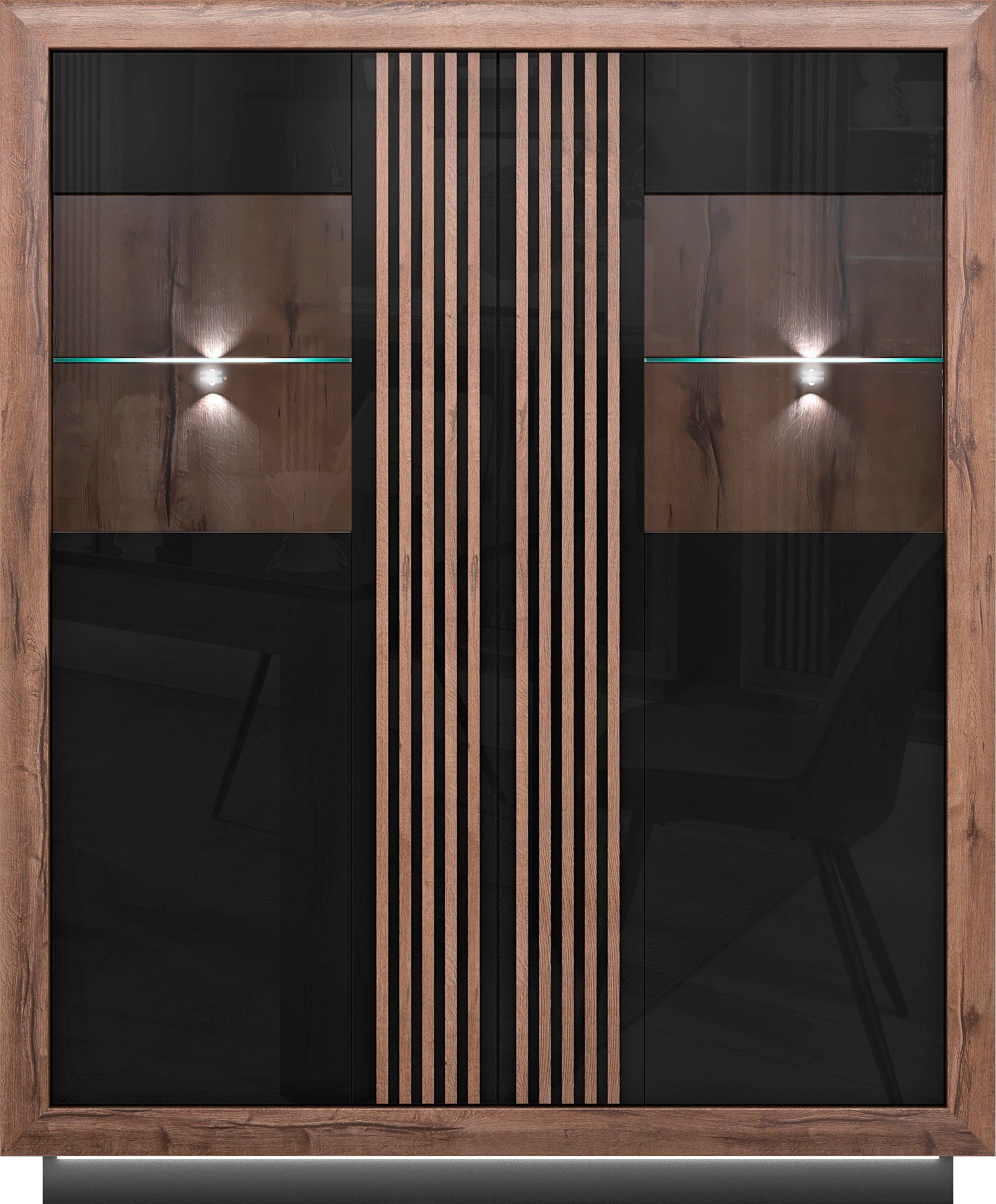 FORTE Highboard Savona, Höhe 161 cm, inkl. Sockelbeleuchtung