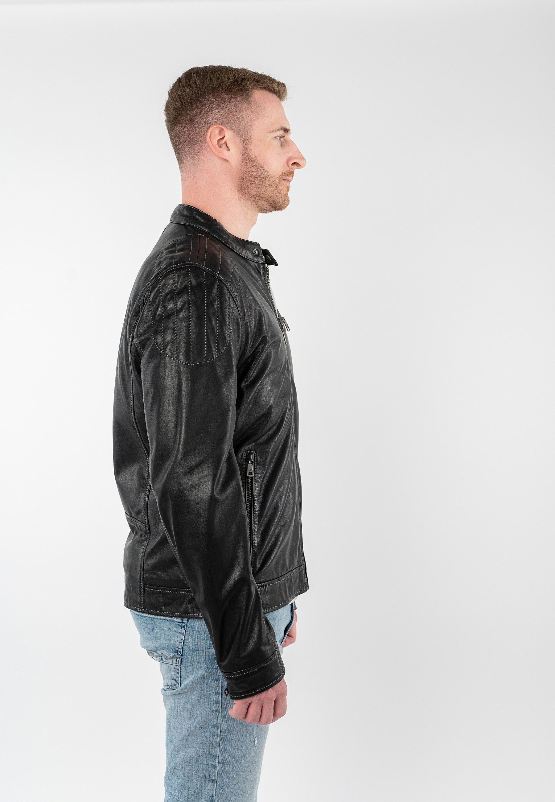 Mauritius Lederjacke MMOrvay mit Bikerkragen