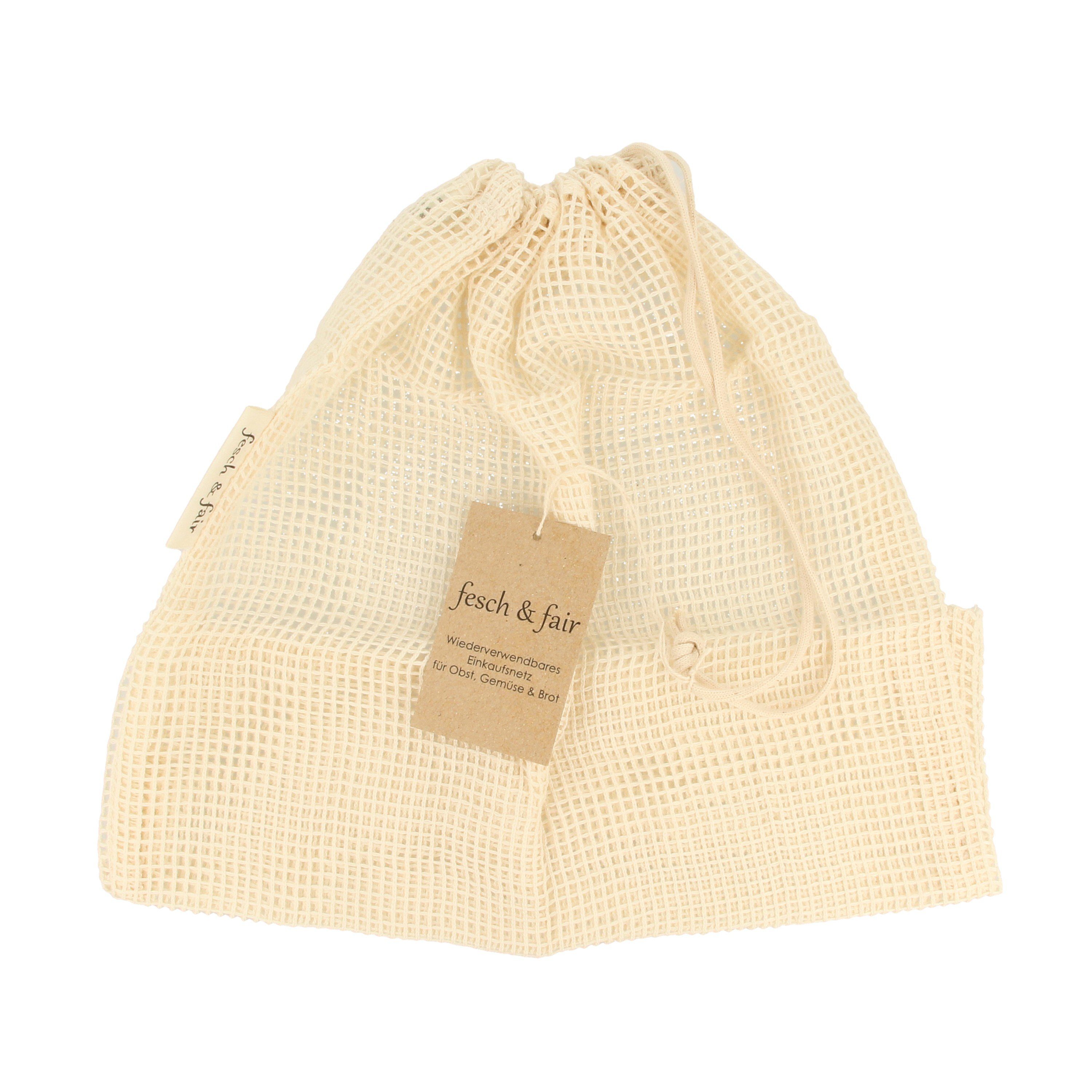 fesch & fair Einkaufsbeutel Obstbeutel Gemüsenetz Biobaumwolle 30x40 günstig online kaufen