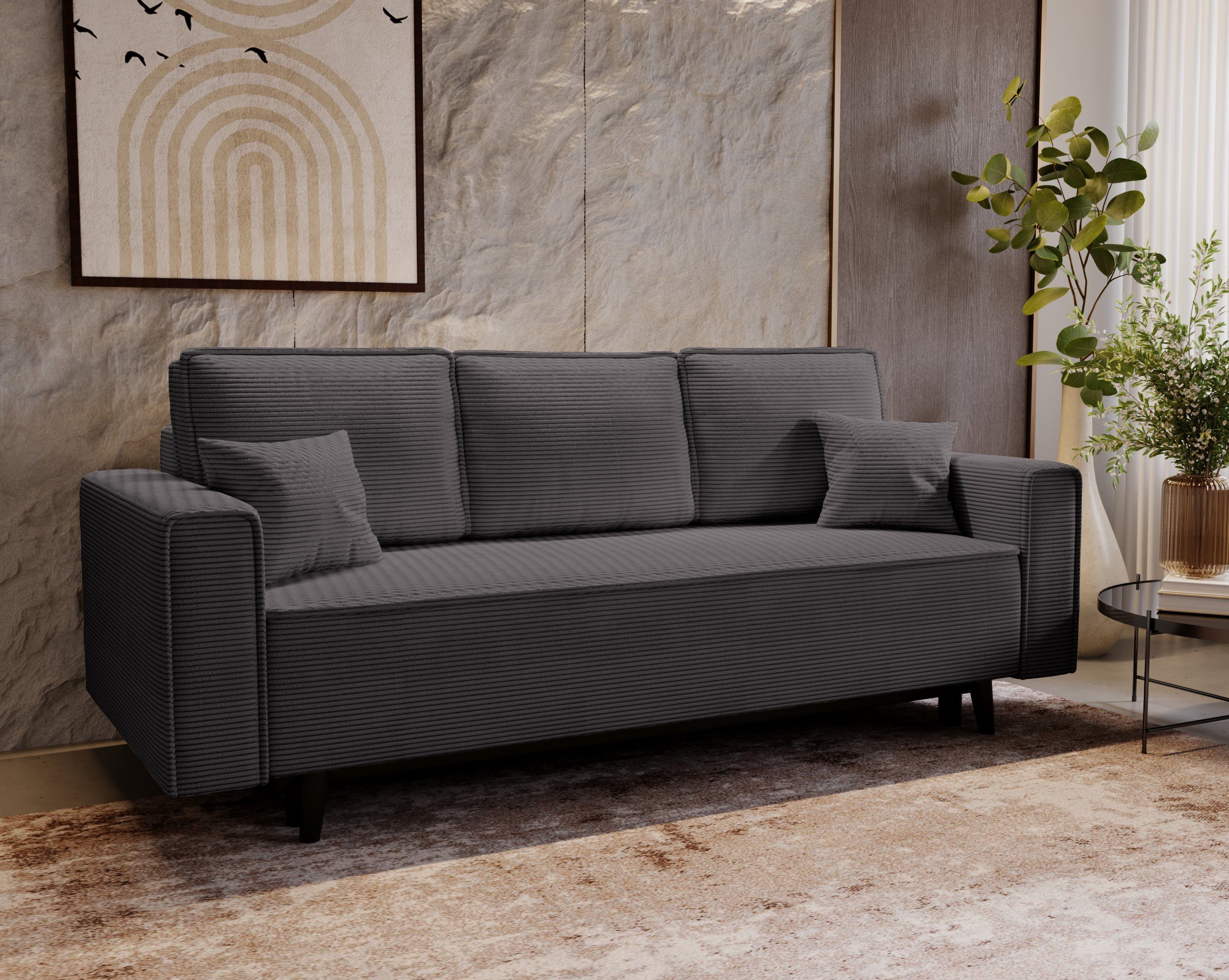 MOEBLO Sofa MAST, Cord Sofa Couch aus Cordstoff Polstergarnitur Polstersofa Couchgarnitur für Wohnzimmer Sofagarnitur (BxHxT): 225x73x95cm, mit Relaxfunktion
