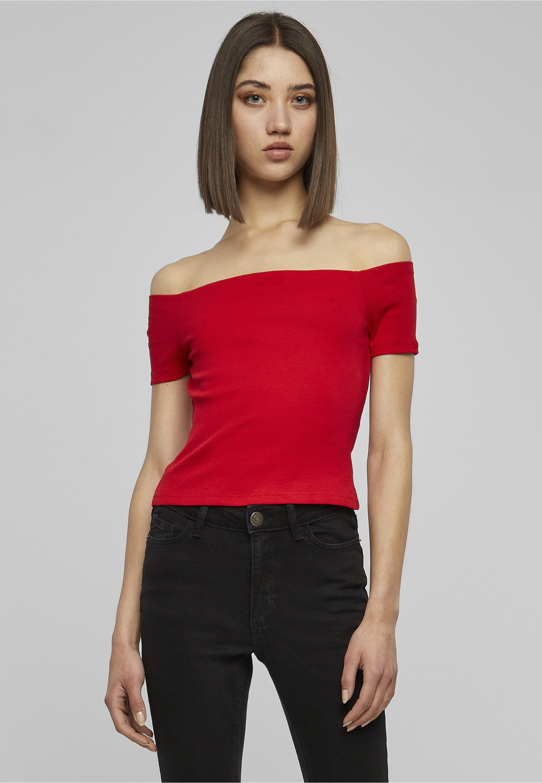 URBAN CLASSICS T-Shirt Urban Classics Damen Ladies Off Shoulder Rib Tee (1-tlg)