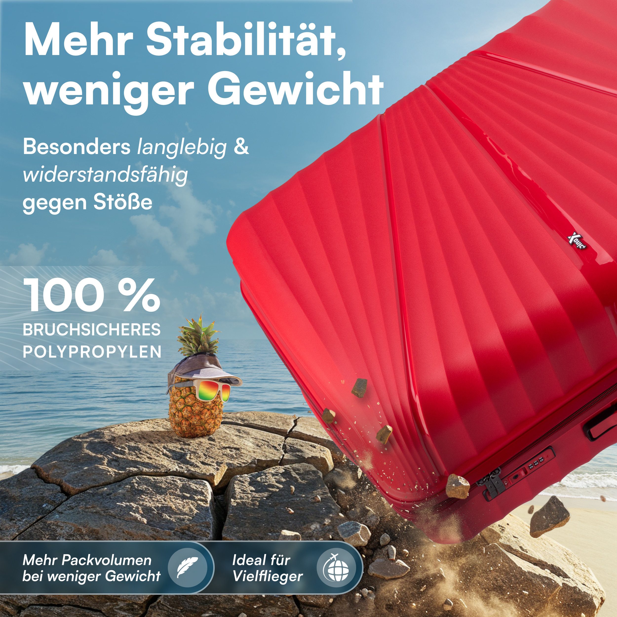 Xonic Koffer Xonic® Hartschalenkoffer Bruchsicherer Rollkoffer TSA-Reisekoffer, 4 Rollen