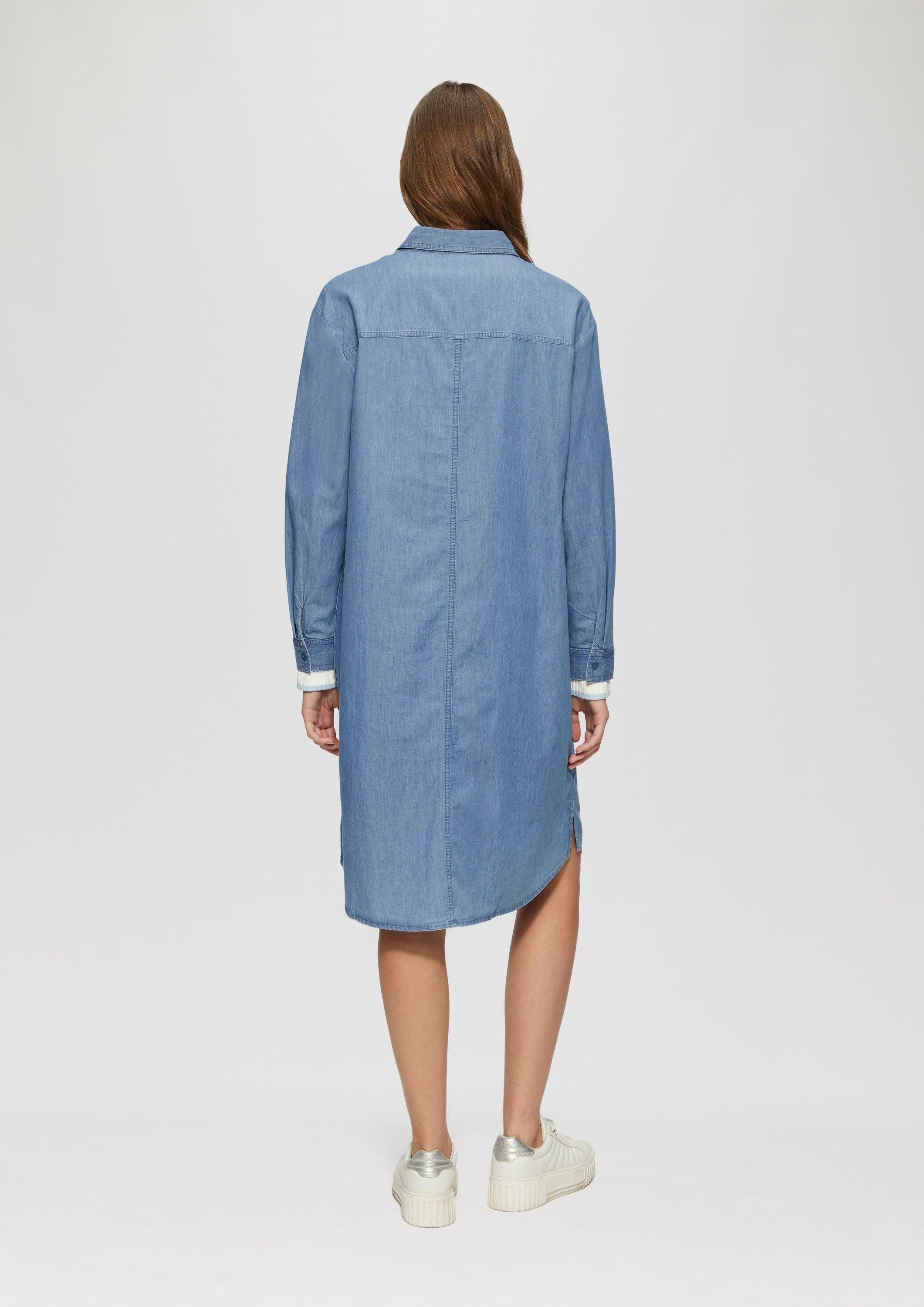 s.Oliver Minikleid Kleid Jeanskleid im Relaxed Fit mit Kragen und aufgesetzten Taschen