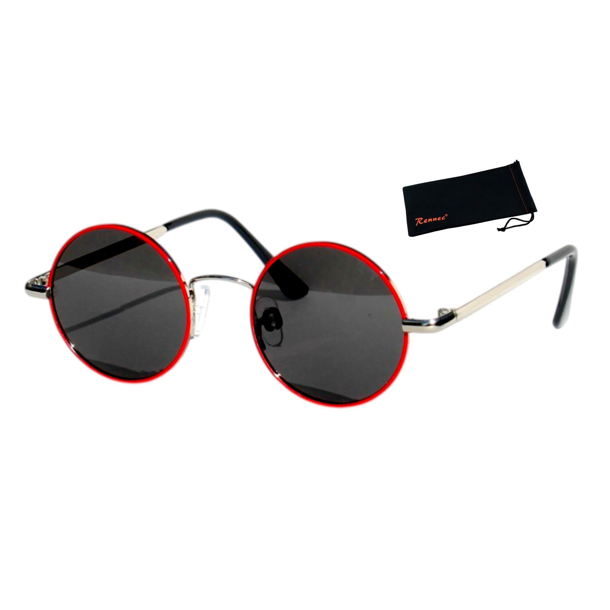 Rennec Sonnenbrille (Kinder Nickelbrille mit Brillenbeutel, Runde Sonnenbrille Polarisiert Getönt UV400) Nickelbrille Jungen und Mädchen im Alter von 5 bis ca 9 Jahren