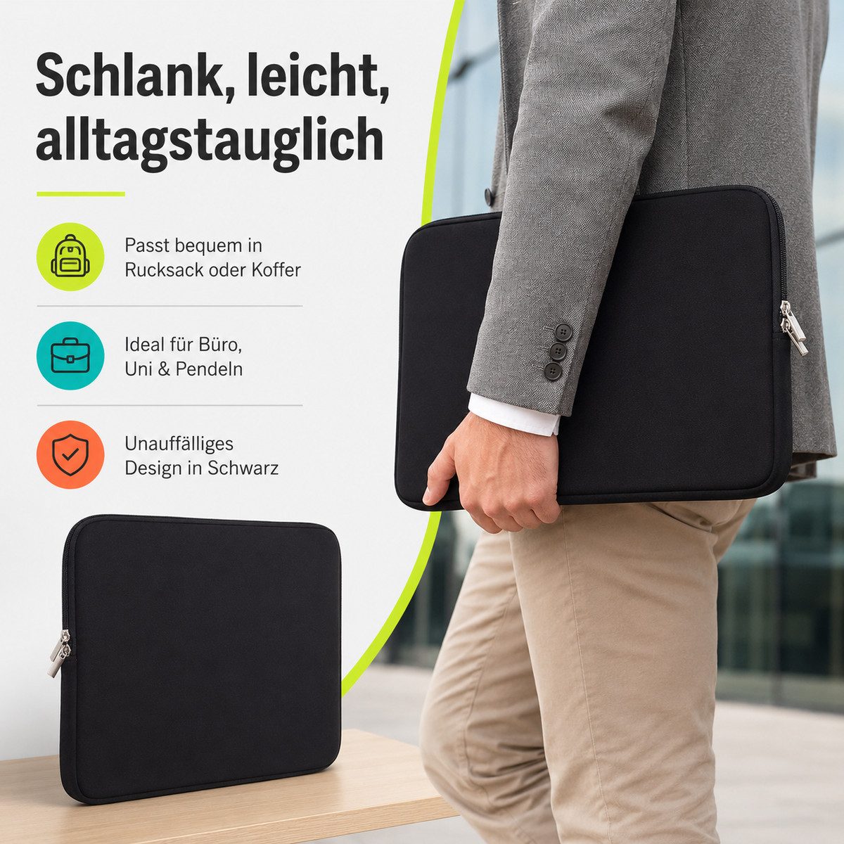 König Design Laptoptasche Universal Notebooktasche 14 Zoll Sleeve Tasche Hülle Laptop Case Cover, weiches Innenfutter zum Schutz vor Kratzern
