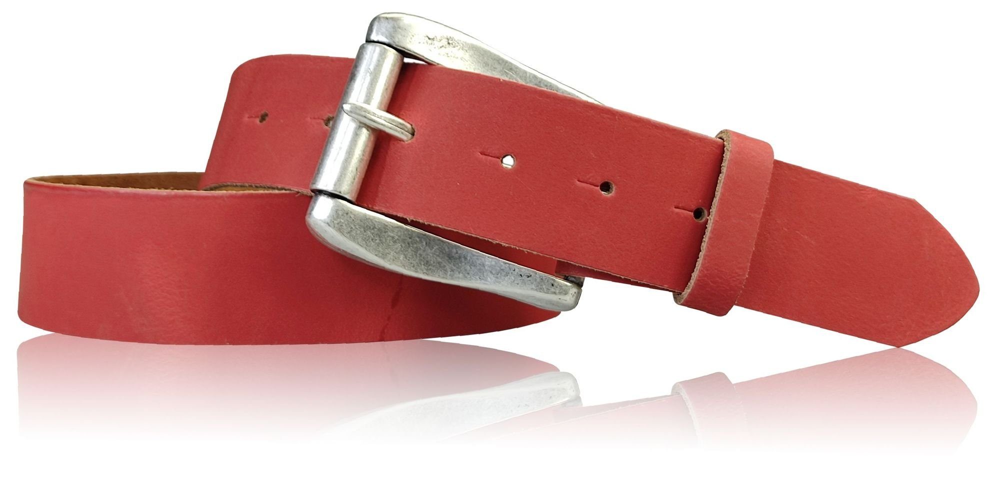 Echte Qualität FRONHOFER Hüftgürtel in echt Damengürtel 4 cm altsilbern, Rollschnalle Rot Ledergürtel 18789 mit