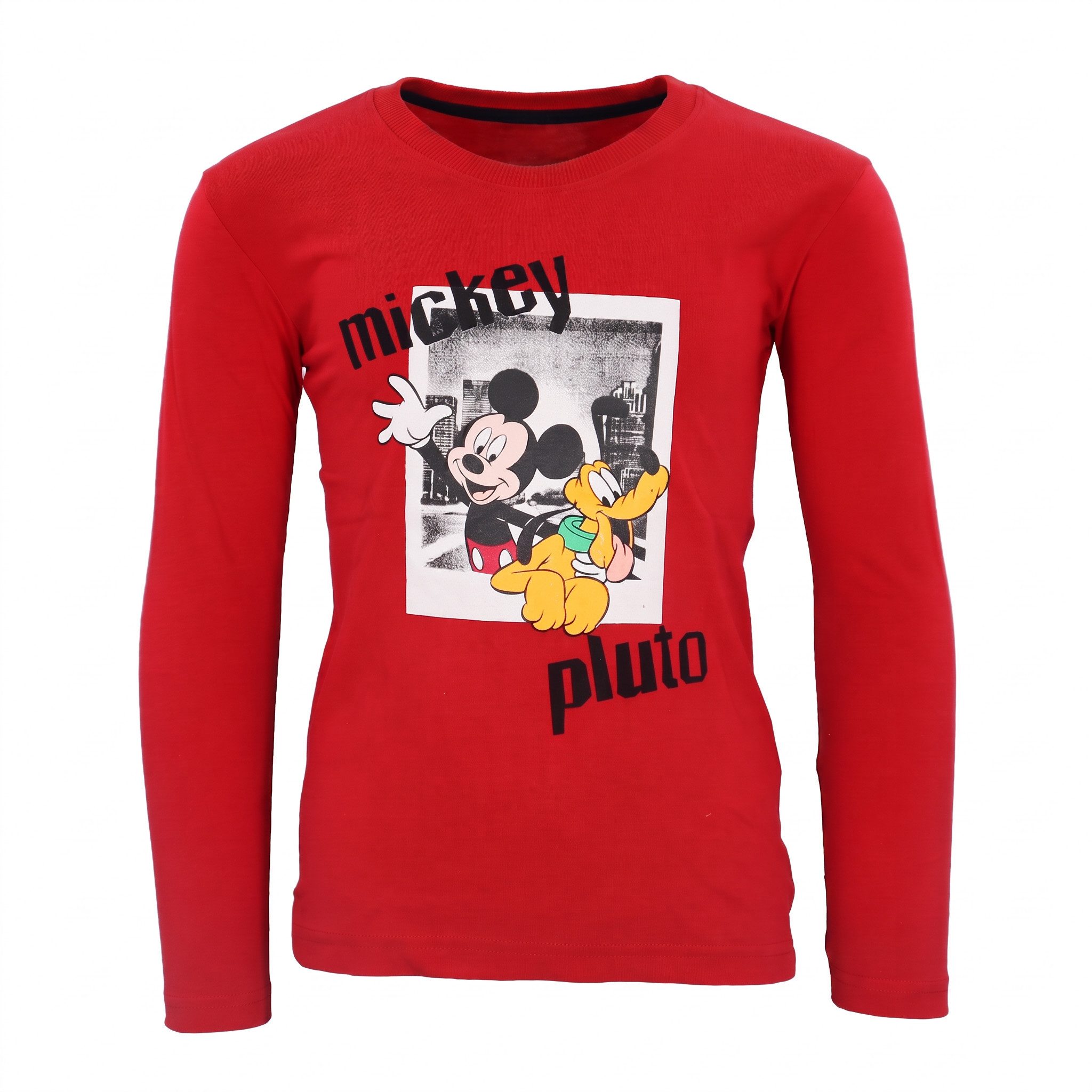 Disney Print-Shirt Disney Mickey Maus Kinder Jungen Langarm Shirt Langarmshirt Gr. 98-128