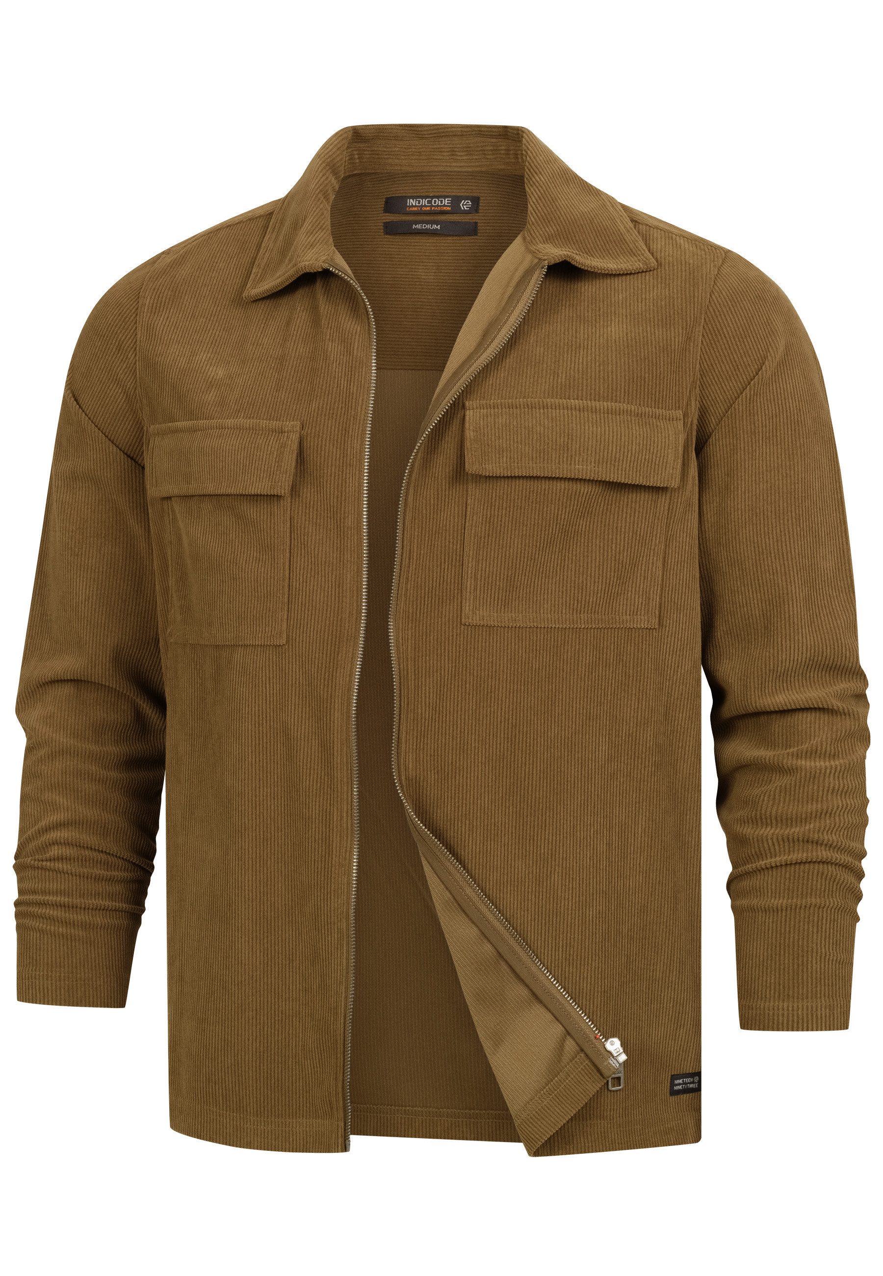 Indicode Langarmhemd Herren INNemoto Zip Herrenhemd Langarm Leichtes Zip-He günstig online kaufen