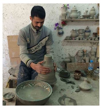 Casa Moro Aufsatzwaschbecken Marokkanisches Keramik Waschbecken Fes10 Durchmesser 35 cm (bunte Waschschale Handwaschbecken handbemalt), handgefertigt, rundes Aufsatzbecken aus Marokko WB010