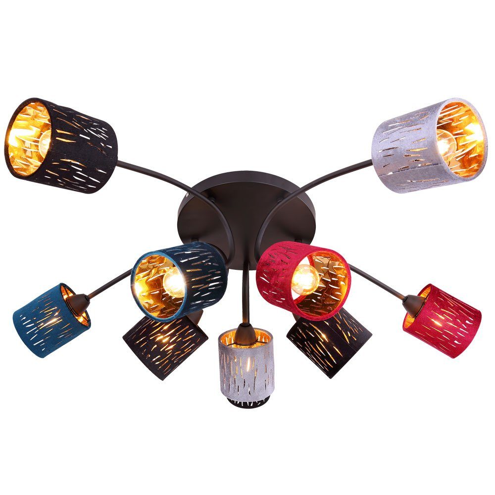 etc-shop LED Deckenleuchte, Leuchtmittel mit Samt 10 Deckenlampe flammig inklusive, bunten Deckenleuchte LED mehrfarbig