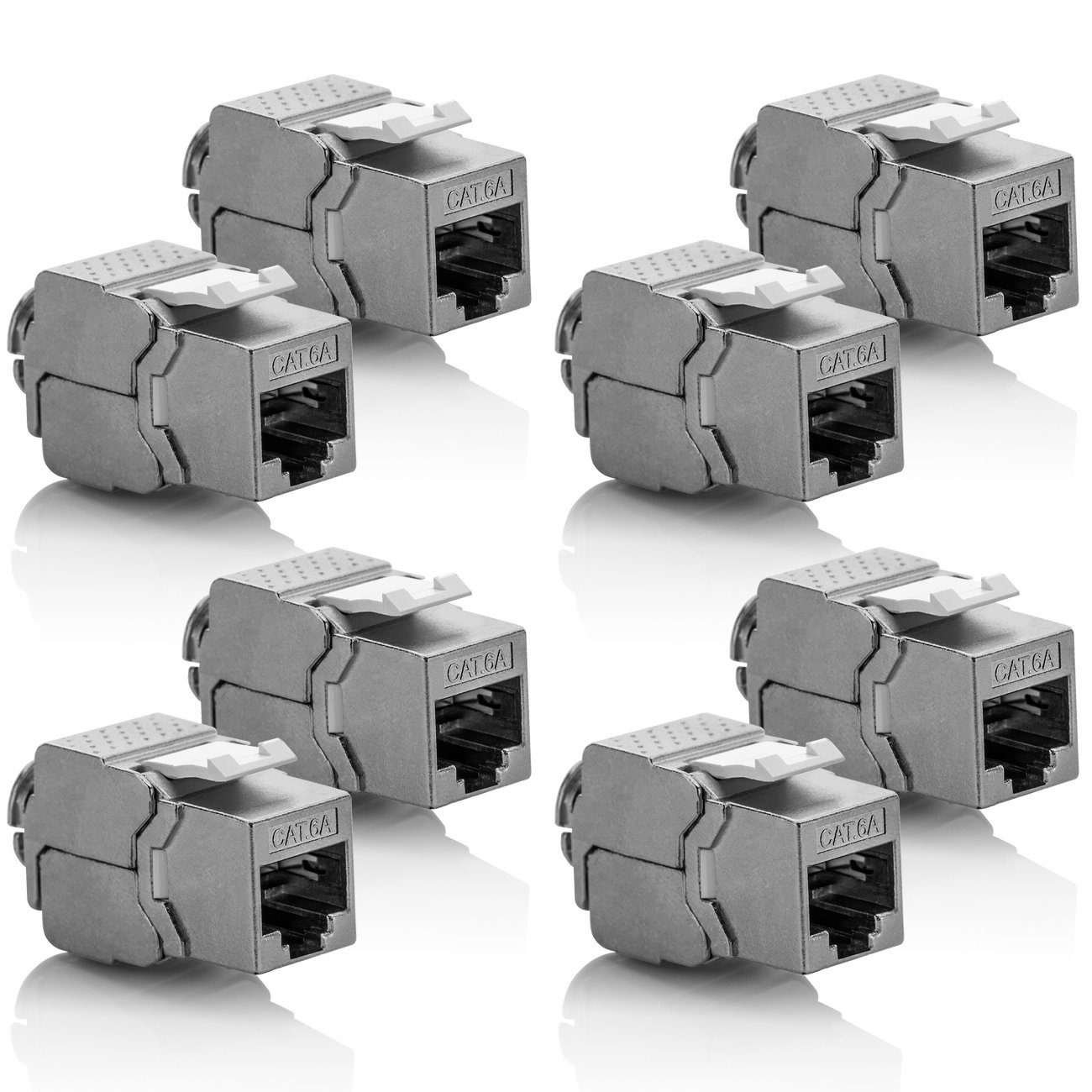 deleyCON deleyCON 8x Keystone Modul CAT 6a Jack / vollgeschirmt STP / Netzwerk-Adapter