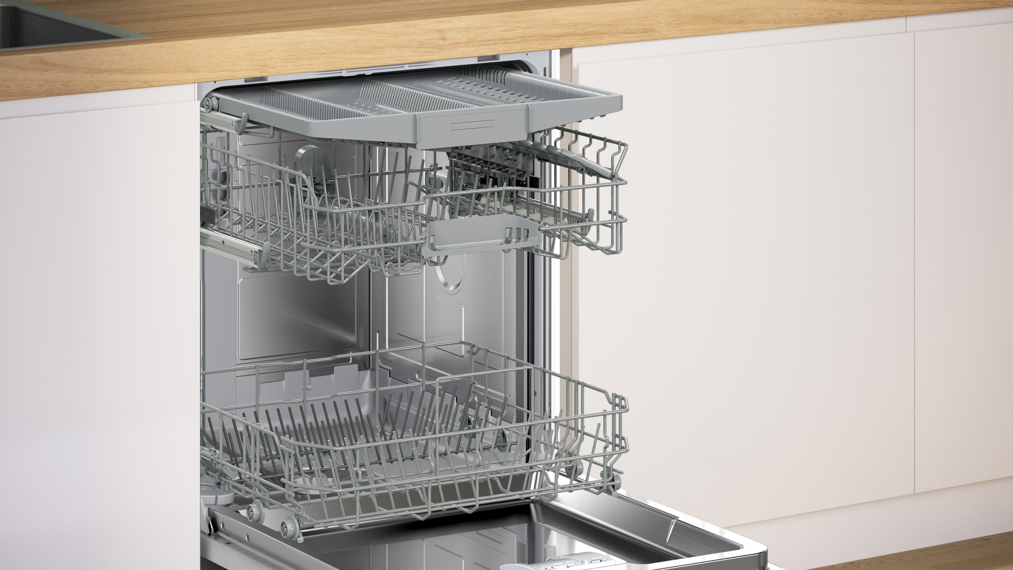 BOSCH teilintegrierbarer Geschirrspüler Serie 2 SMI2HVS06E, 14 Maßgedecke, Smarter Smart Start & flexibler, höhenverstellbarer Rackmatic-Korb – Bild 5 von 5