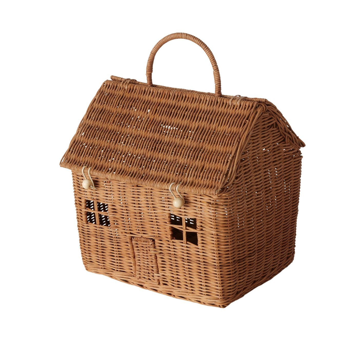 BOLTZE Aufbewahrungsbox Hausform aus Rattan H35cm braun