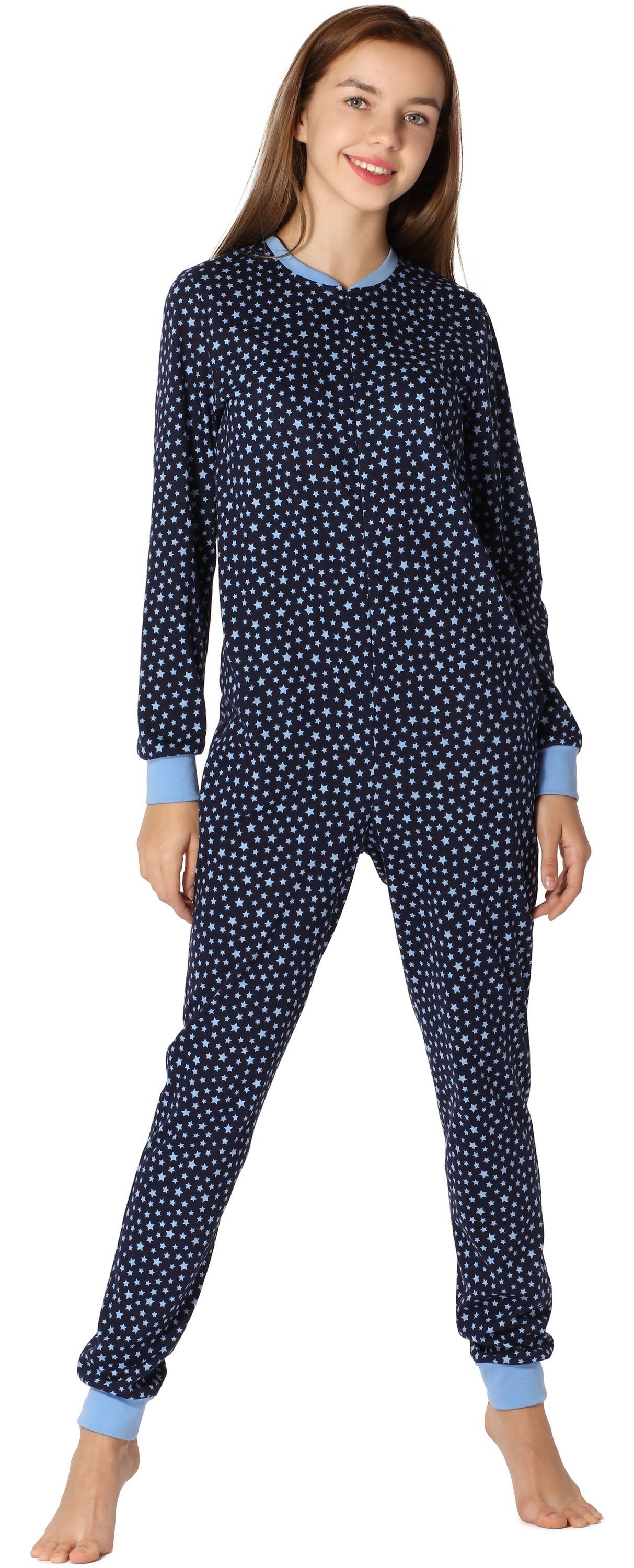 Style Schlafoverall Blau/Sterne Merry Mädchen MS10-235 Schlafanzug Jugend Schlafanzug