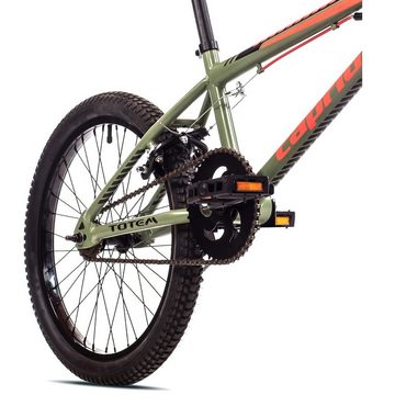 breluxx BMX-Rad 20 Zoll BMX TOTEM olive, 360° Rotor-System, Freestyle - inkl. 4 Pegs, 1 Gang, ohne Schaltung