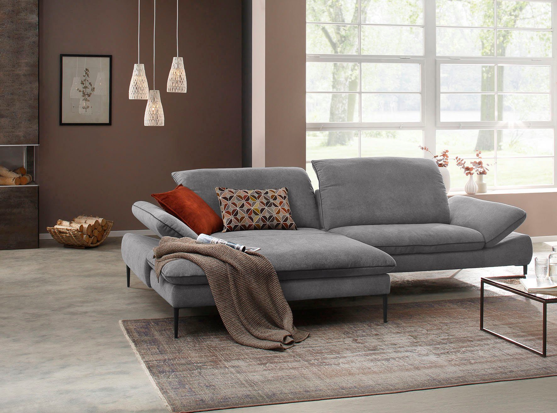 W.SCHILLIG Ecksofa enjoy&MORE, Designsofa, elegant und bequem, L-Form, Sitztiefenverstellung, Füße schwarz pulverbeschichtet, Breite 294 cm