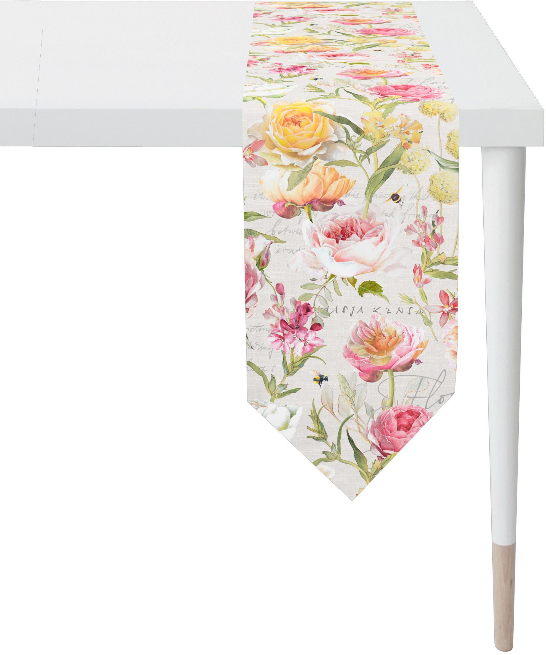 APELT Tischband 7701 SUMMERTIME, Sommerdeko, Sommer (1-tlg), Digitaldruck natur/rosa/bunt | Tischbänder