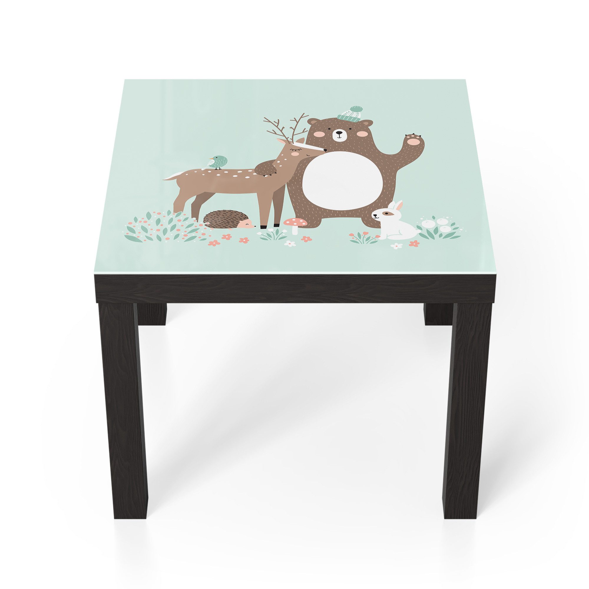 DEQORI Couchtisch 'Waldtierfreunde', Glas Beistelltisch Glastisch modern