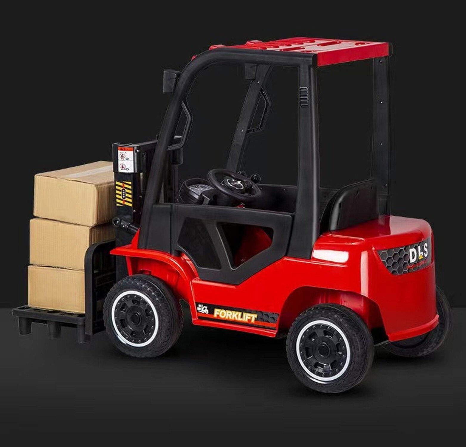TPFLiving electric children's car forklift - motor: 2 x 12 V - battery: 1 x 12 Volt/7Ah, load capacity 40 kg, children's car - electric car with seat belt - red