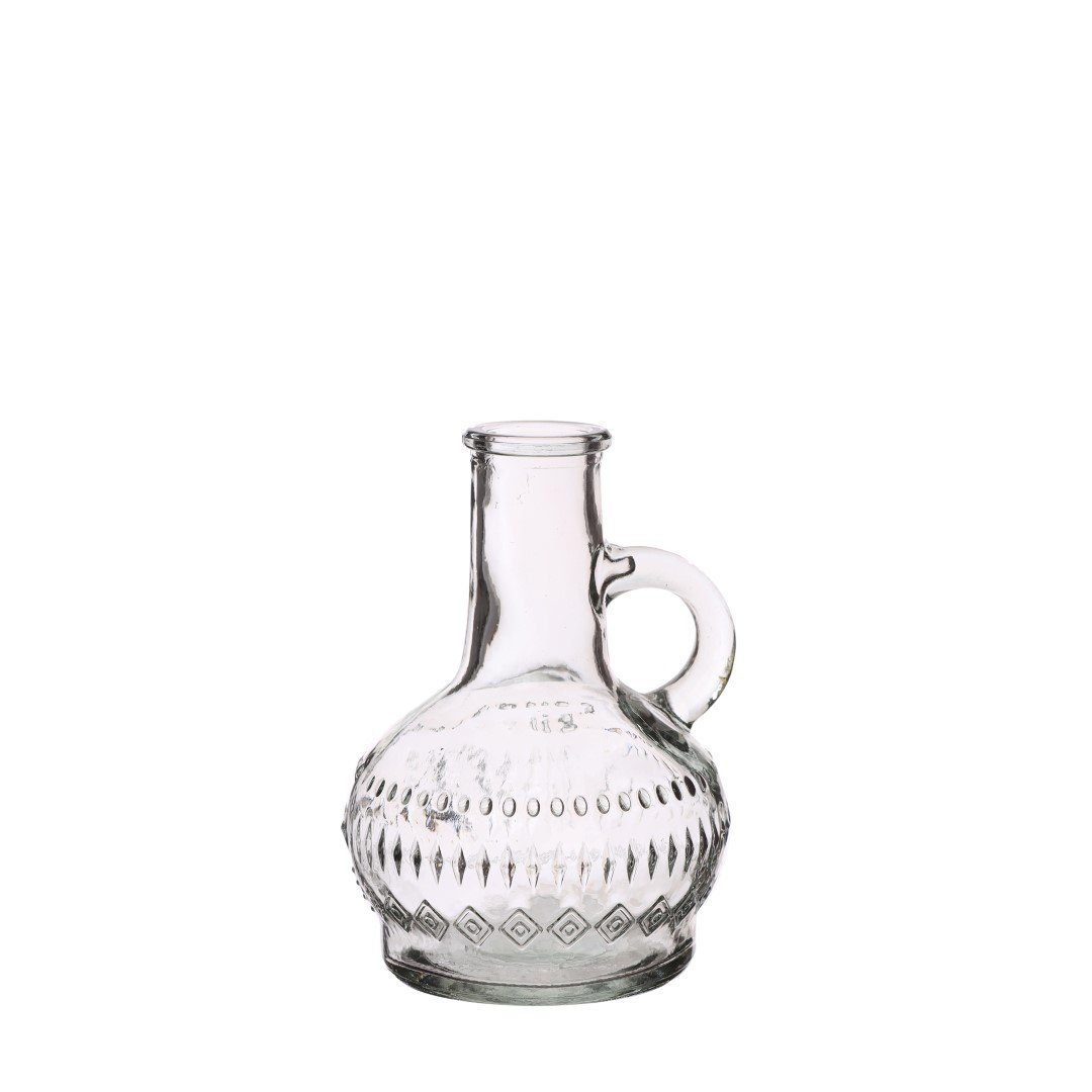 NaDeco Dekovase Glasflasche "Lille" in Glasklar, Höhe 10cm, Durchmesser 7 cm